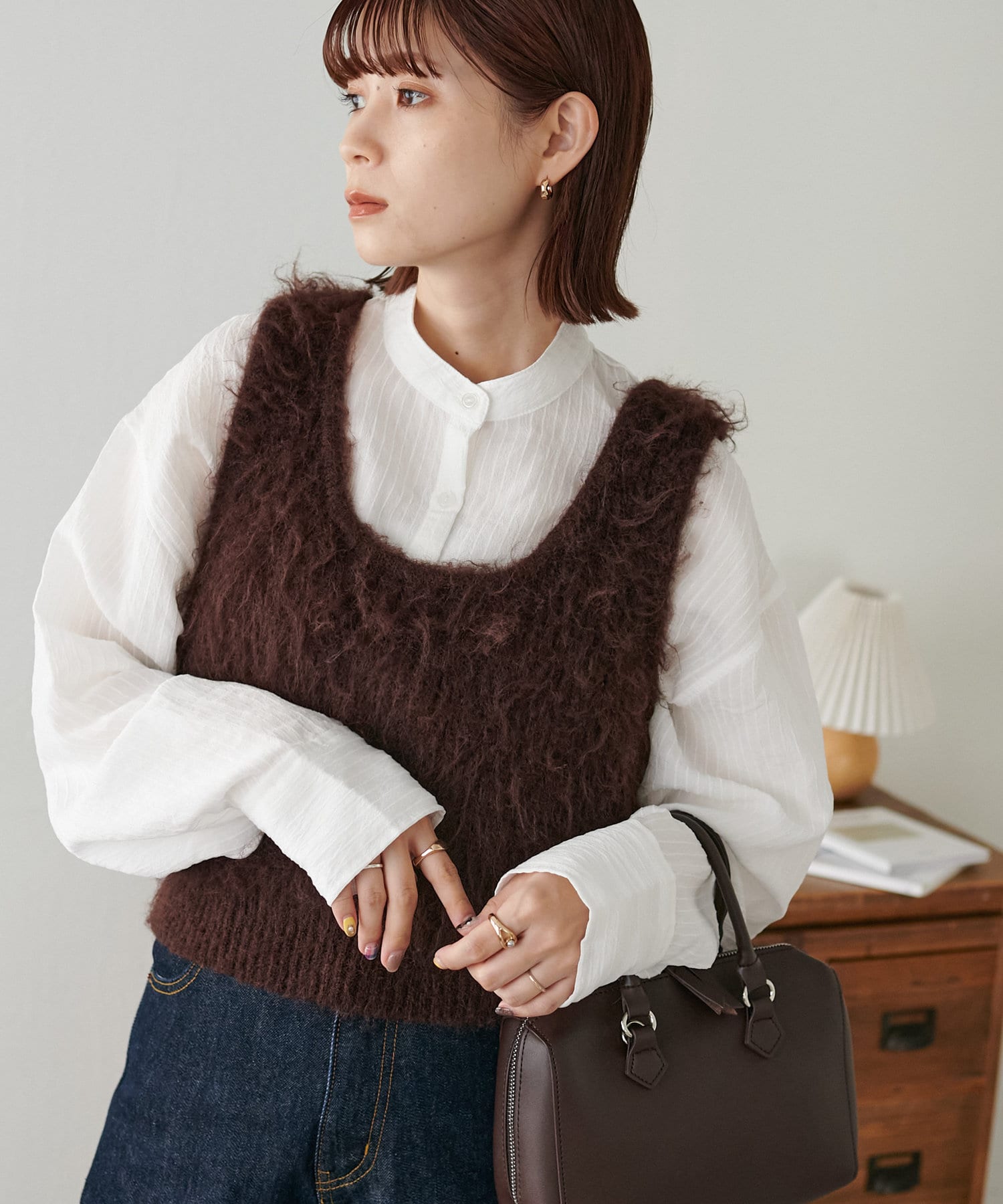 DISCOAT(ディスコート) 【新色追加!/WEB限定】モールストライプバンドカラーシャツ