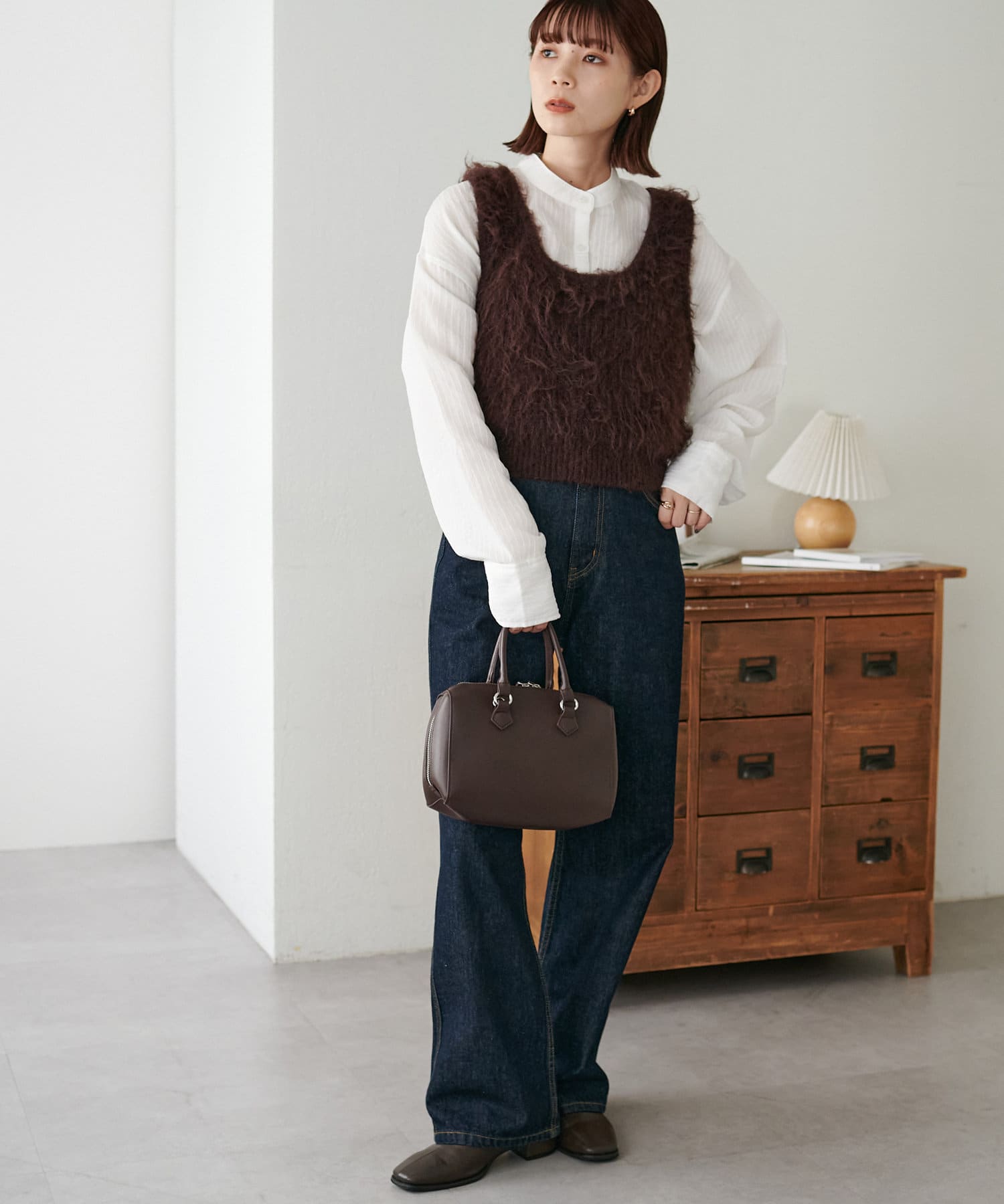 DISCOAT(ディスコート) 【新色追加!/WEB限定】モールストライプバンドカラーシャツ