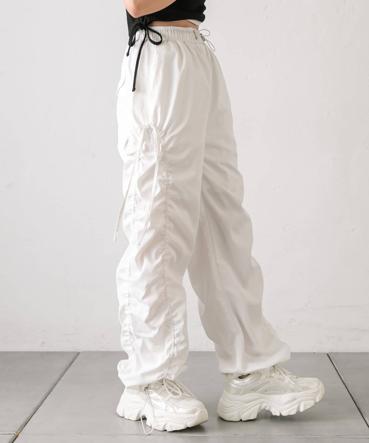 LAGUAGEM SIDE RIBBON LOOSE ギャザー　リボン　パンツ LAGUA GEM - LAGUAGEM SIDE RIBBON LOOSE ギャザー リボン