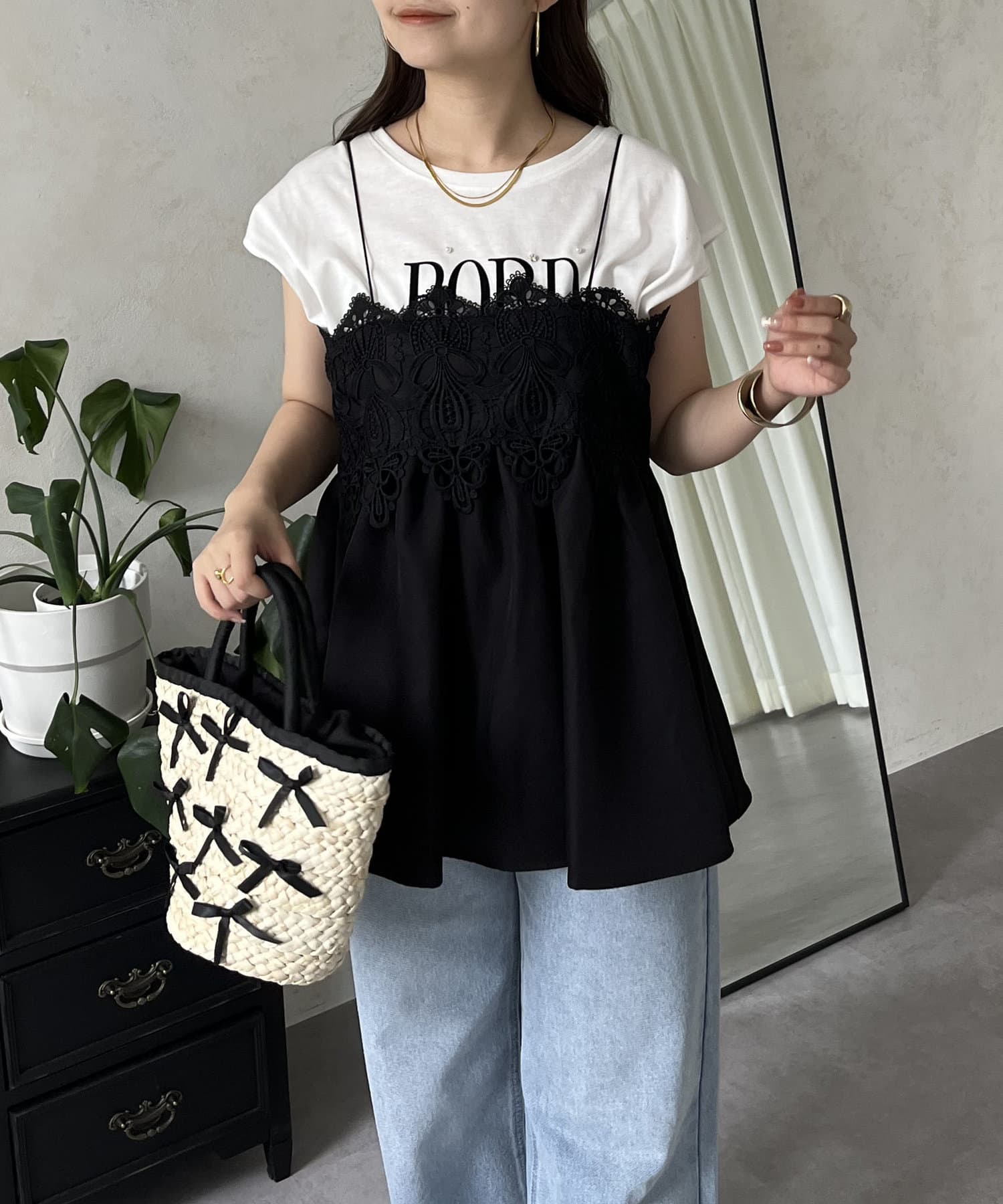 フロントレースナローストラップビスチェ | prose verse(プロズ