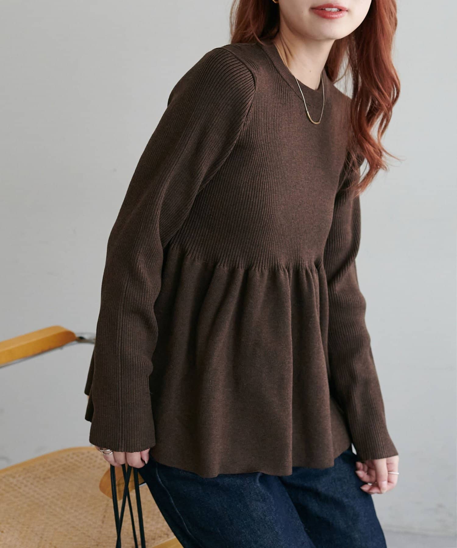 スタイルアップ♪/体型カバー/8色展開》【WEB限定】リブ切替