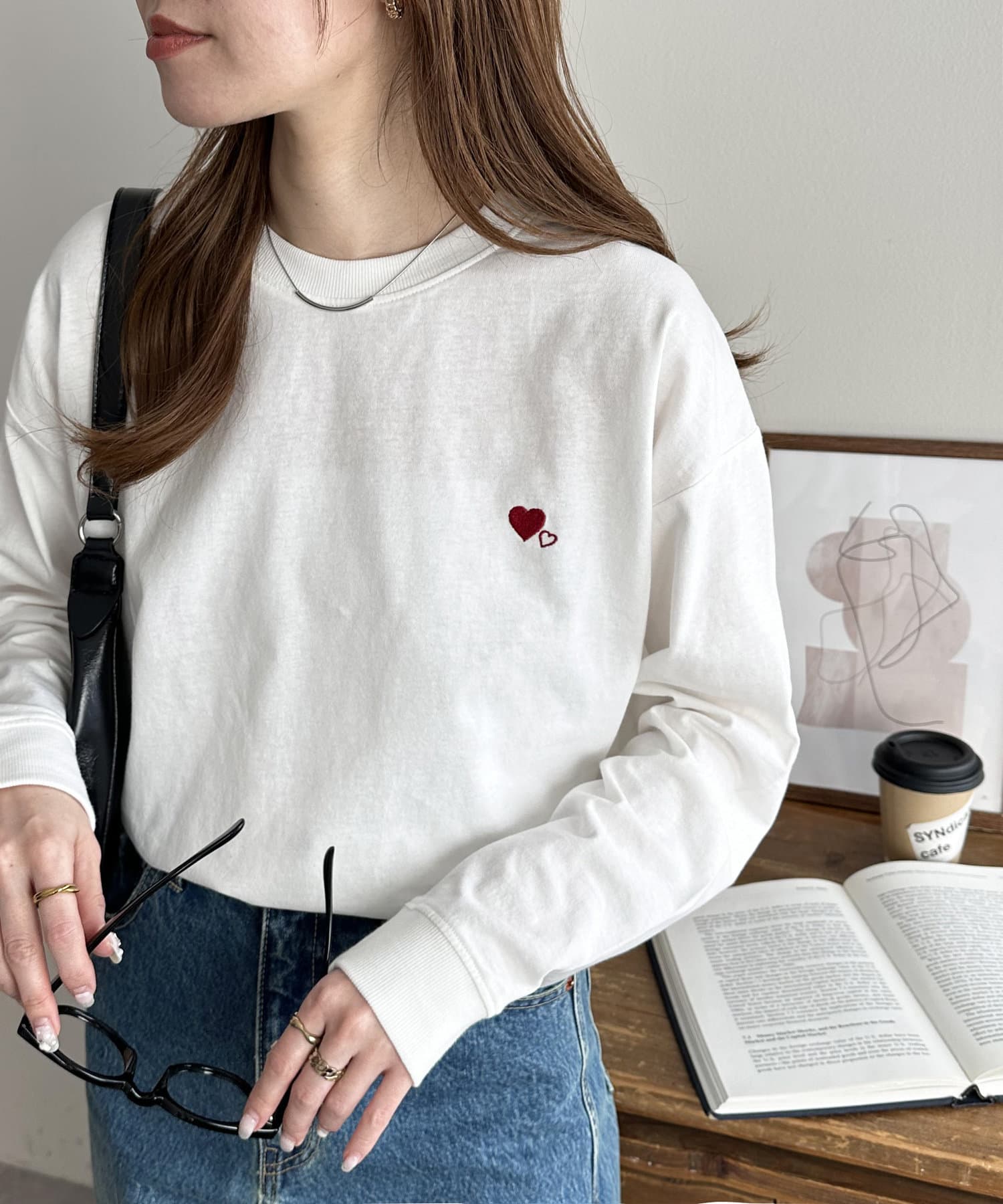tシャツ 「WEB限定/新色追加」ハート刺繍スウェット レディース Discoat｜【WEB限定/新色追加】ハート刺繍スウェット | Rakuten