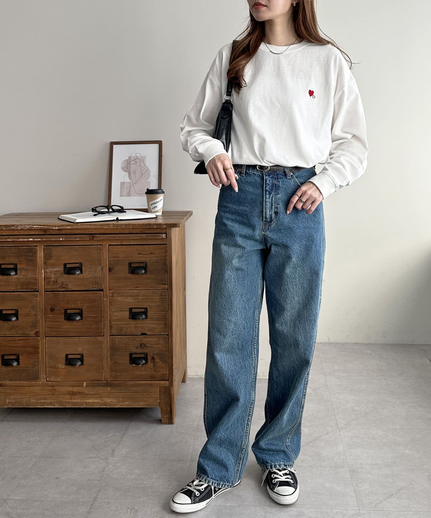 DISCOAT(ディスコート) 【新色追加!/WEB限定】ハート刺繍ワンポイントロンT