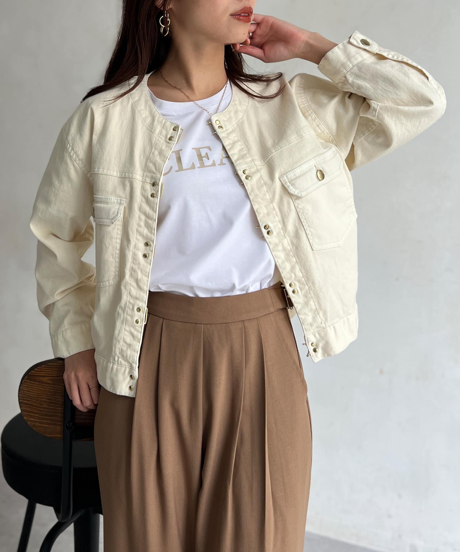 HYKE ノーカラー　Gジャン GLDフックノーカラーGジャン | Chez toi(シェトワ)レディース