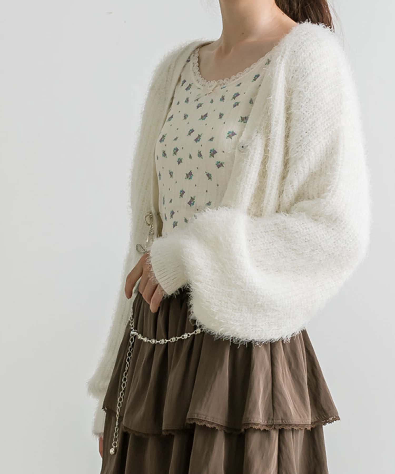 SNSで話題！】ふわふわリボンビジューカーディガン | OLIVE des