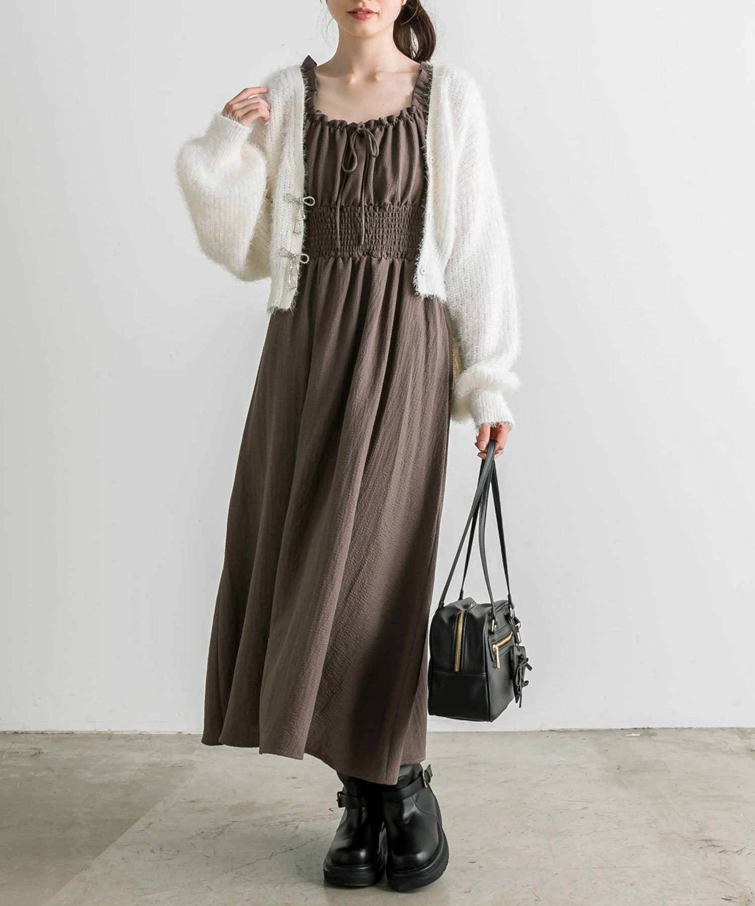限定再販売】Ayame企画 リボンコサージュロングカーデ | OLIVE