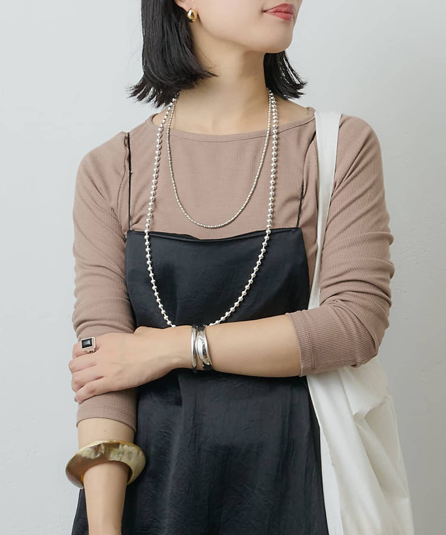 OUTLET(アウトレット) 【SHENERY】ボートネックリブカットソー