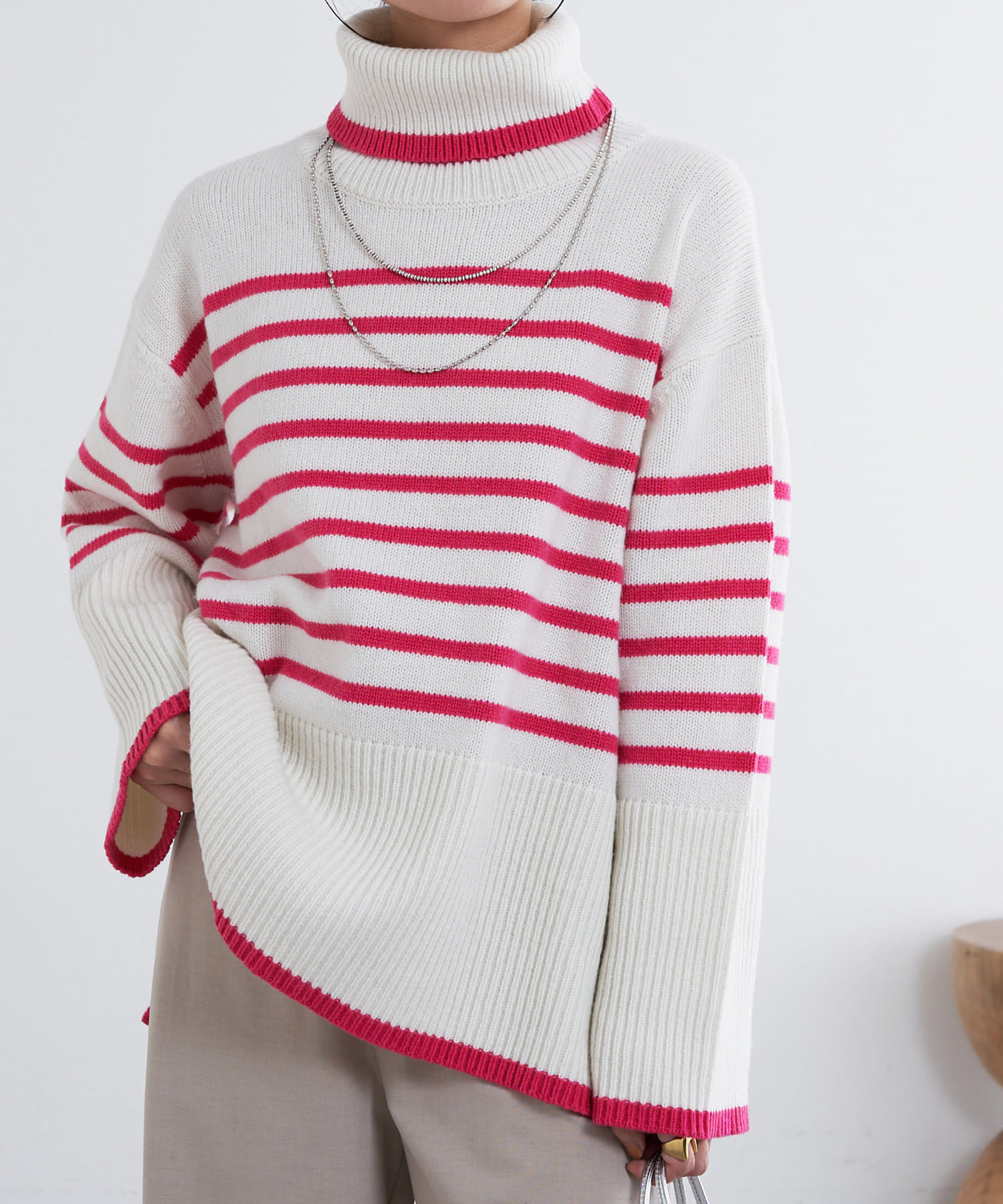 SHENERY】タートルネックボーダーニット | OUTLET(アウトレット