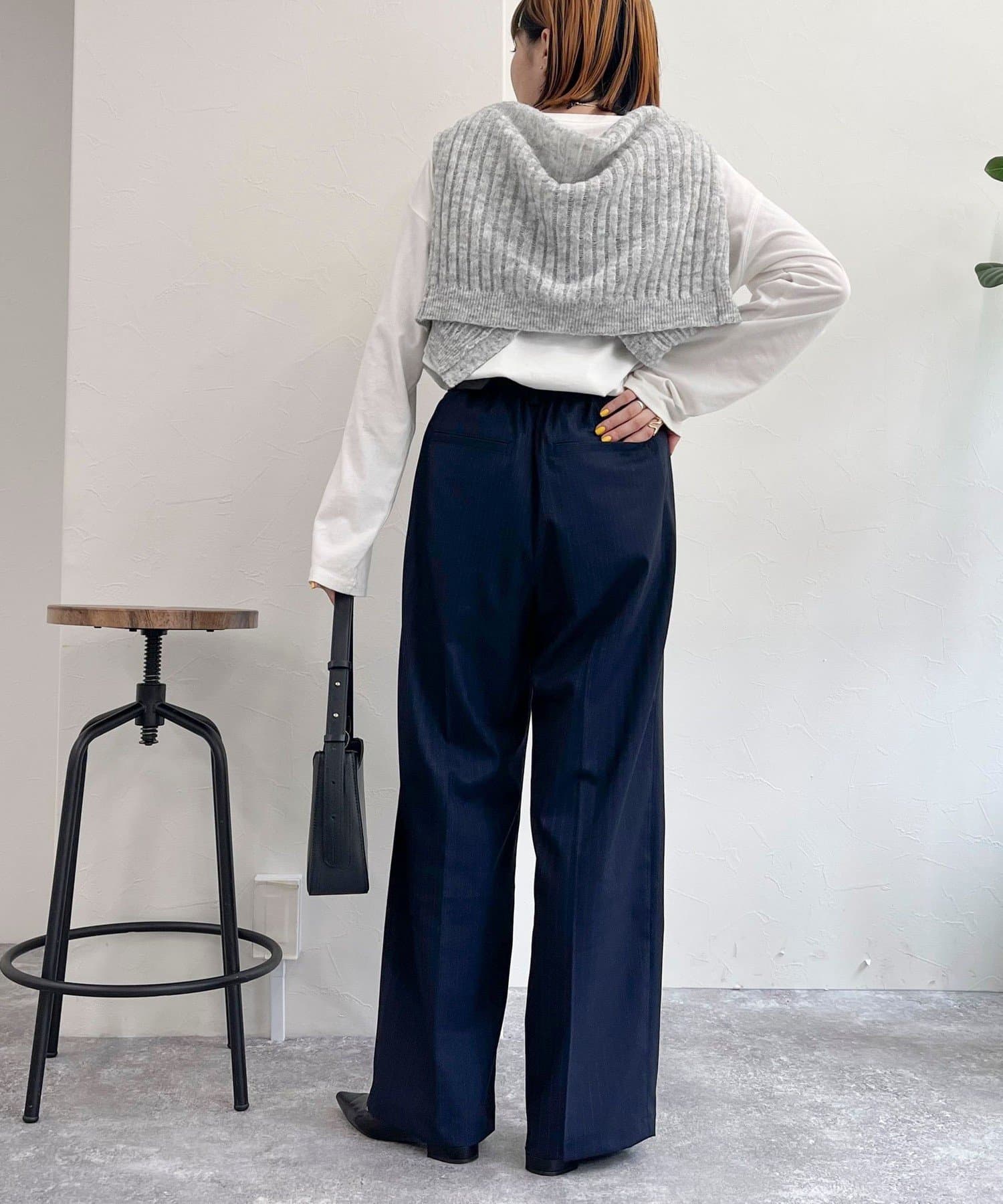 レングス長め丈あり】ストライプタックスラックスパンツ | FREDY