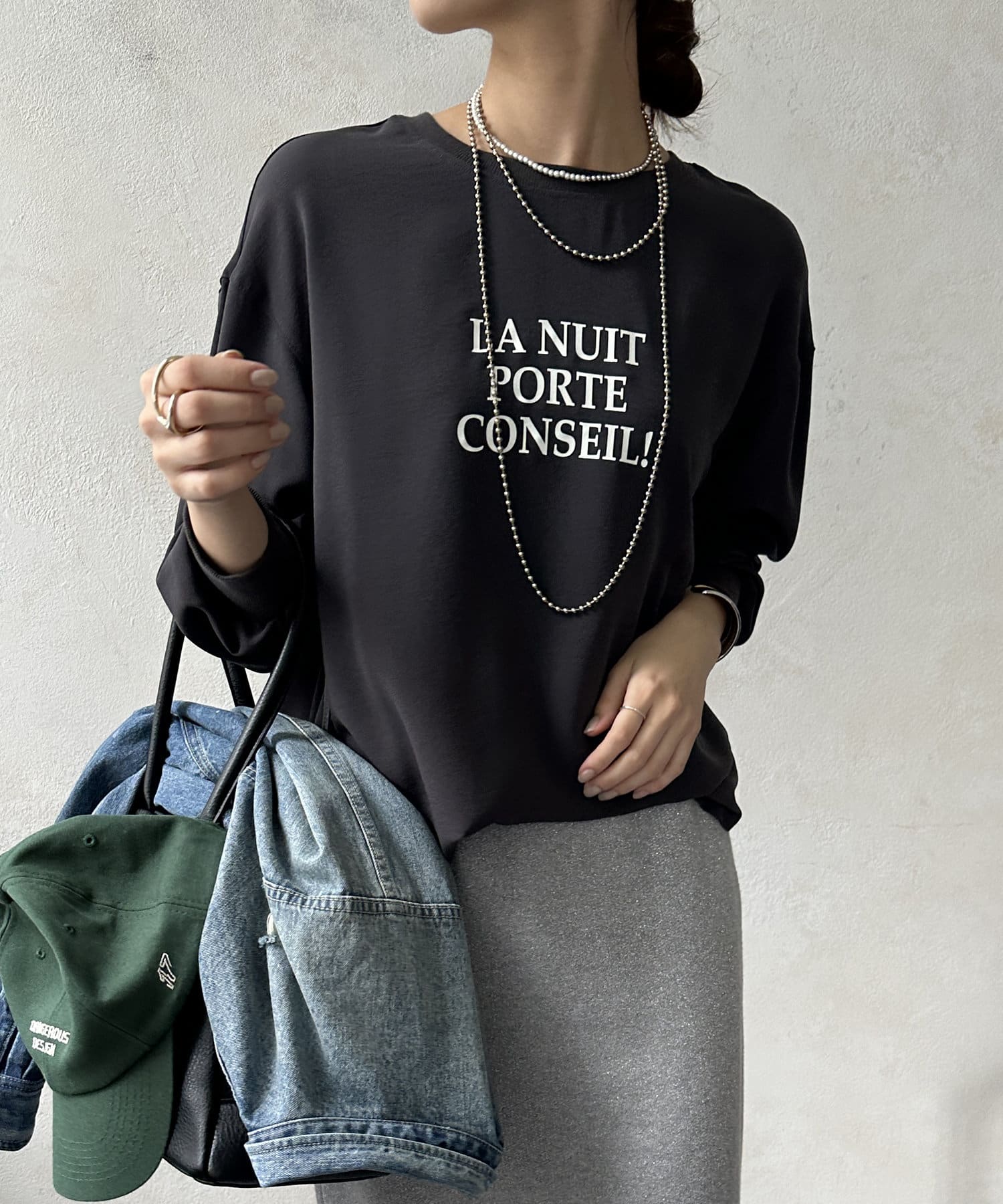 DOUDOU(ドゥドゥ) 【WEB限定】LA NUIT ロゴジョーゼットTEE