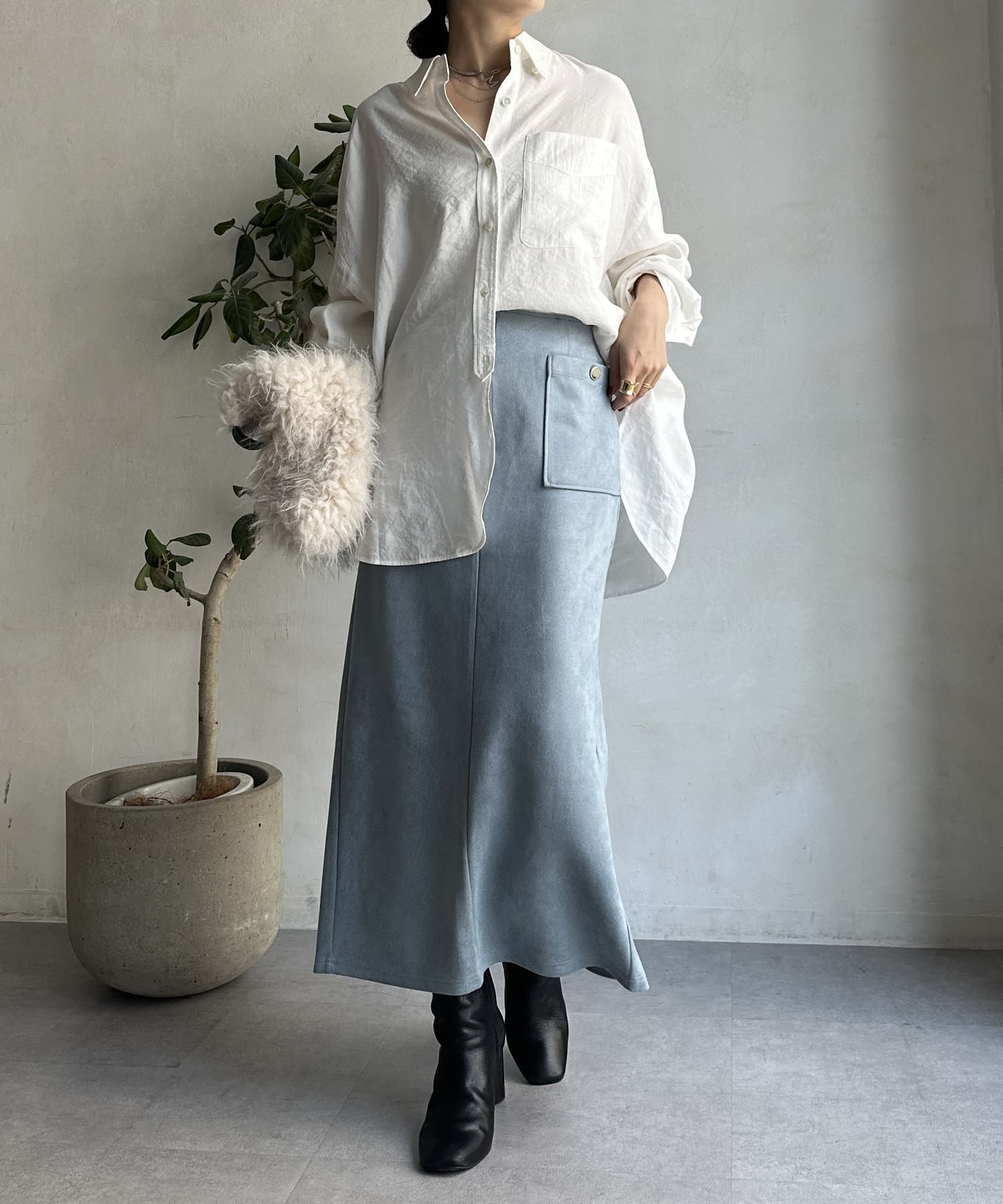 WEB限定】マシュマロスウェードタイトスカート | DOUDOU(ドゥドゥ  