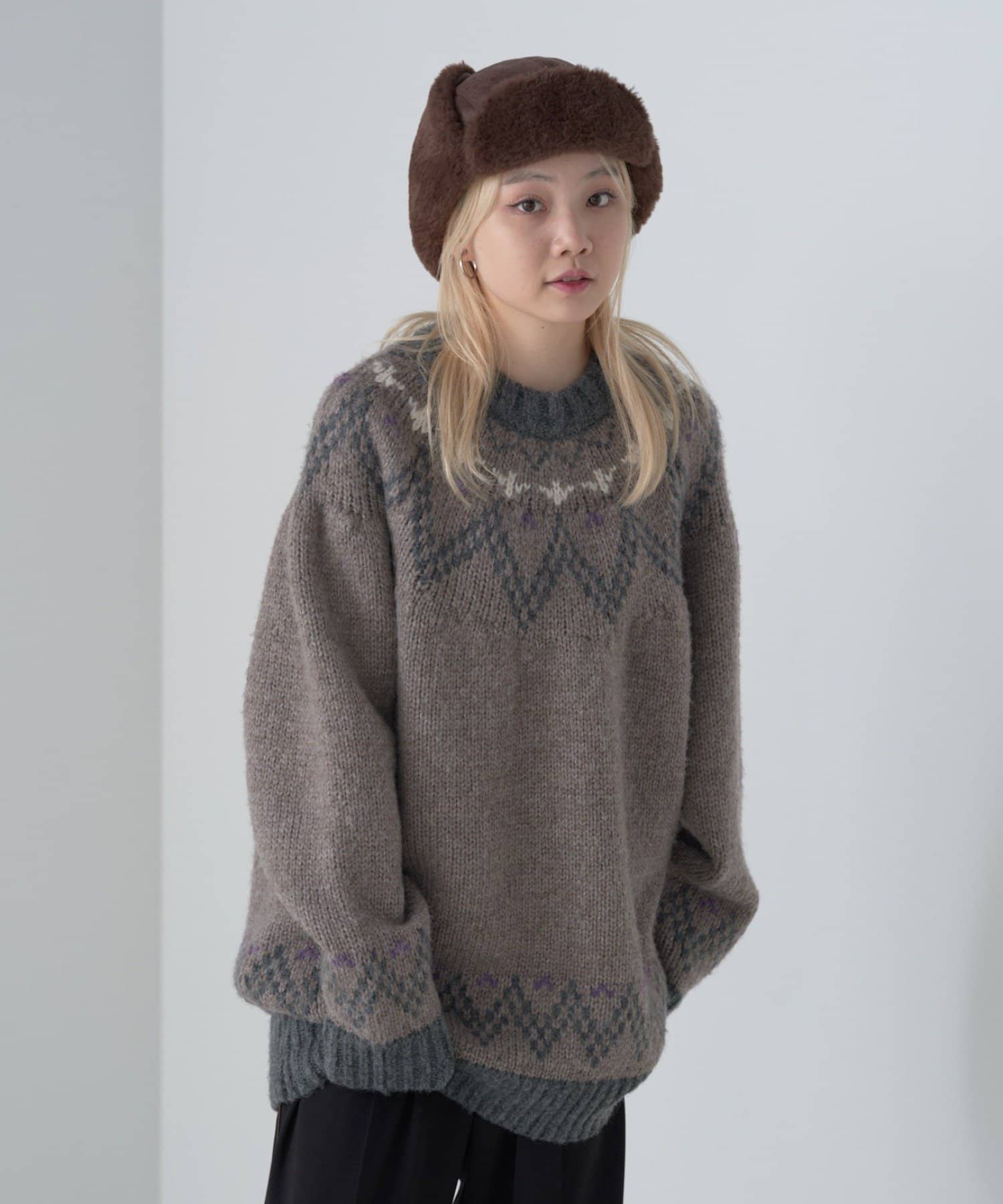 OUTLET(アウトレット) 【Kastane】【WHIMSIC】フェアアイルパターンニットセーター