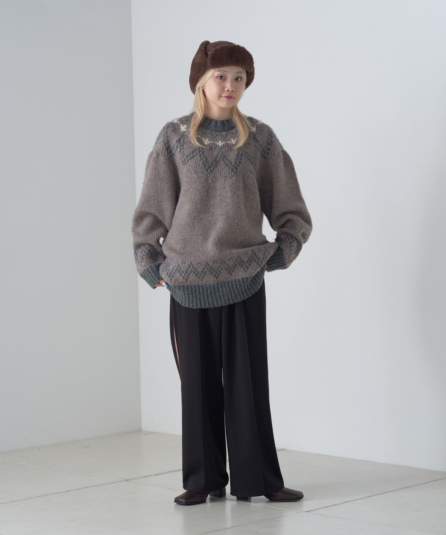 OUTLET(アウトレット) 【Kastane】【WHIMSIC】フェアアイルパターンニットセーター