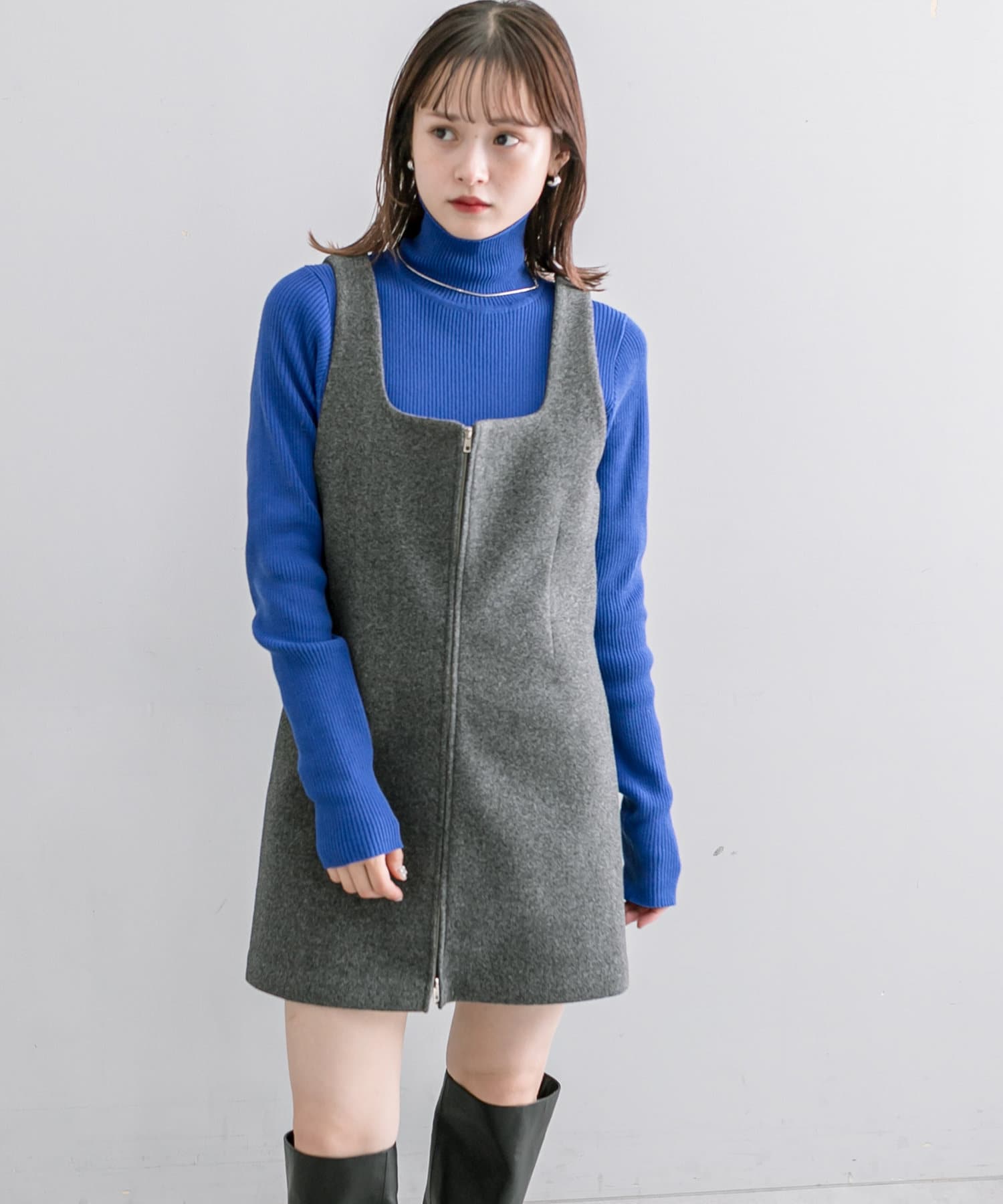 mystic ミスティック　未使用　起毛ZIPミニワンピース サイズ展開あり】起毛ZIPミニワンピース | mystic(ミスティック