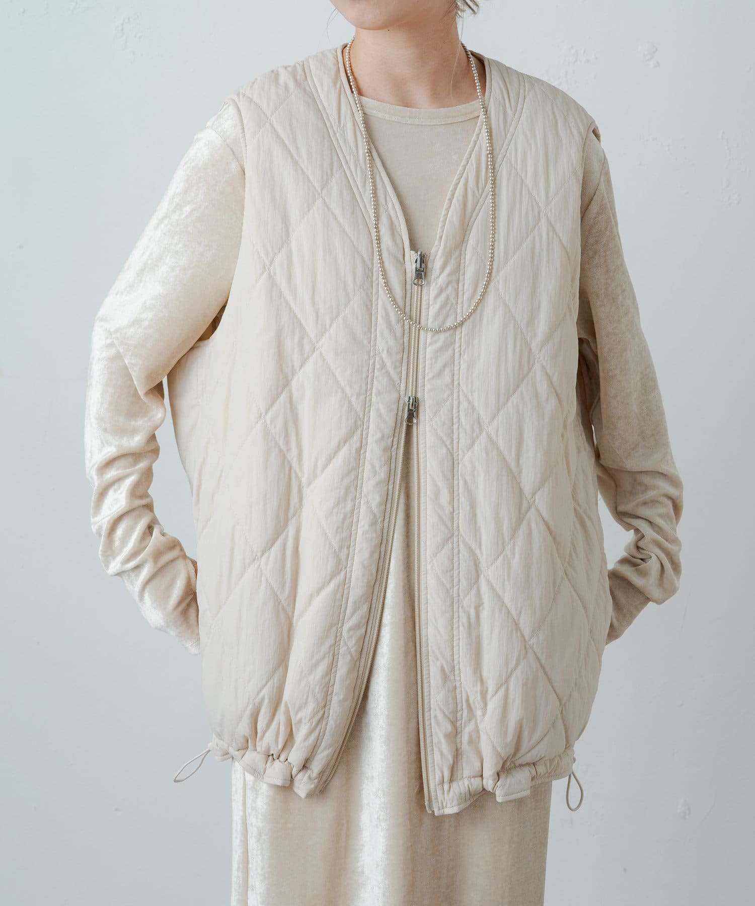 OUTLET(アウトレット) 【earthy_】【撥水/抗菌】ナイロンリバーシブルキルティングベスト