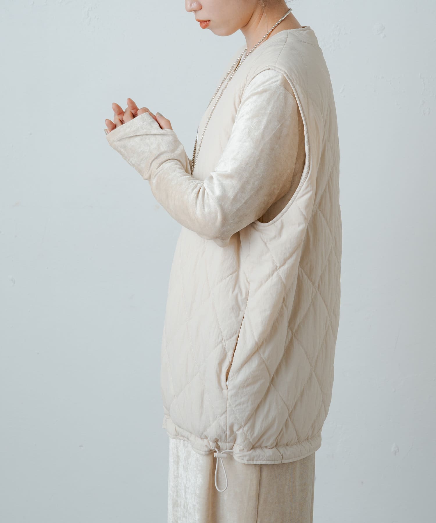 OUTLET(アウトレット) 【earthy_】【撥水/抗菌】ナイロンリバーシブルキルティングベスト