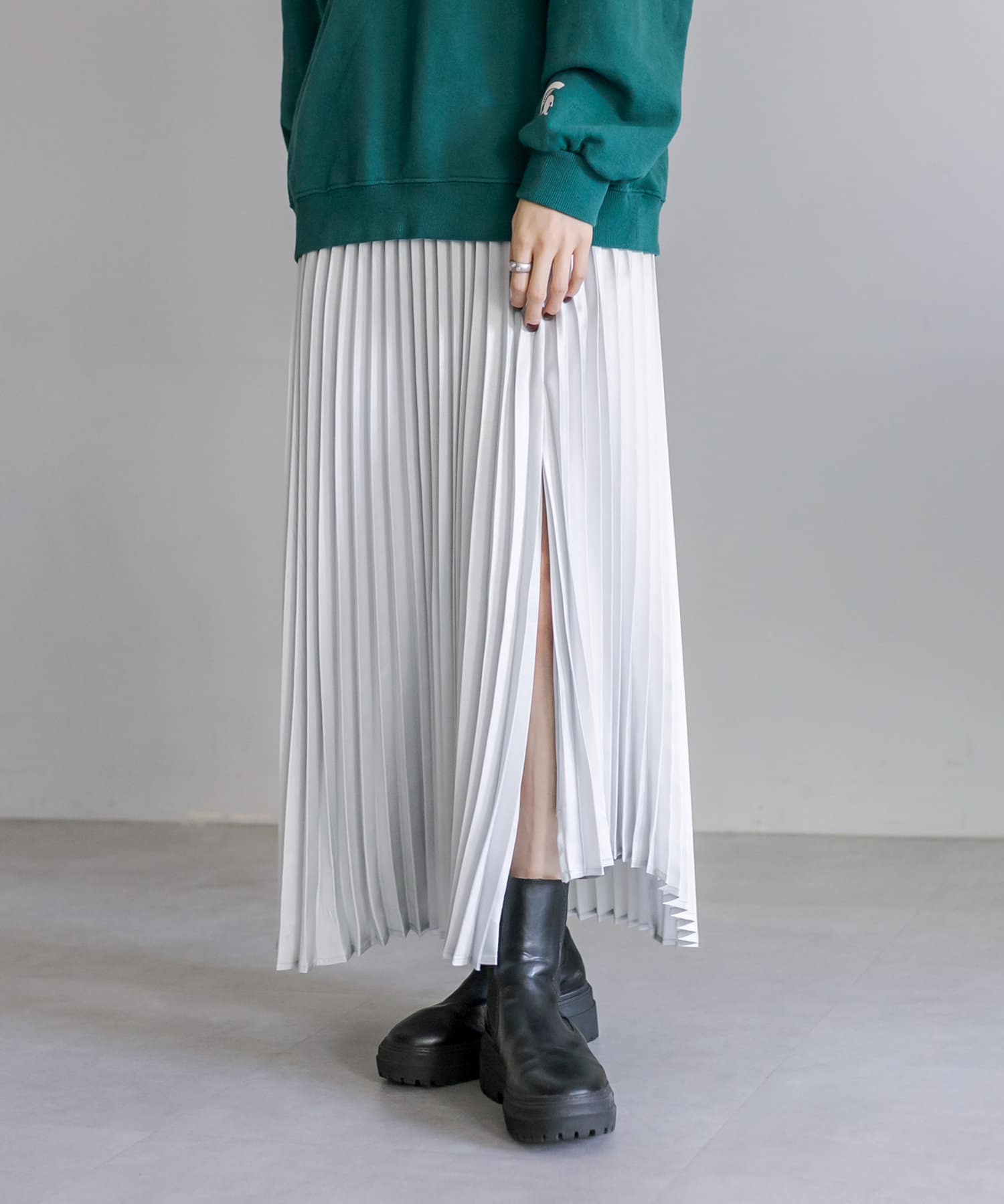 OUTLET(アウトレット) 【mystic】スリットプリーツスカート