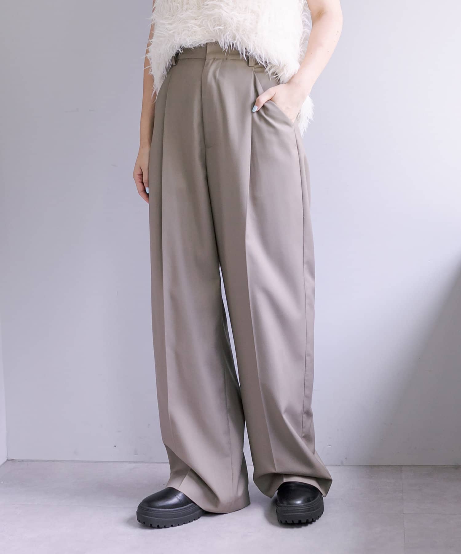 OUTLET(アウトレット) 【mystic】NEWスラックスワイドパンツ