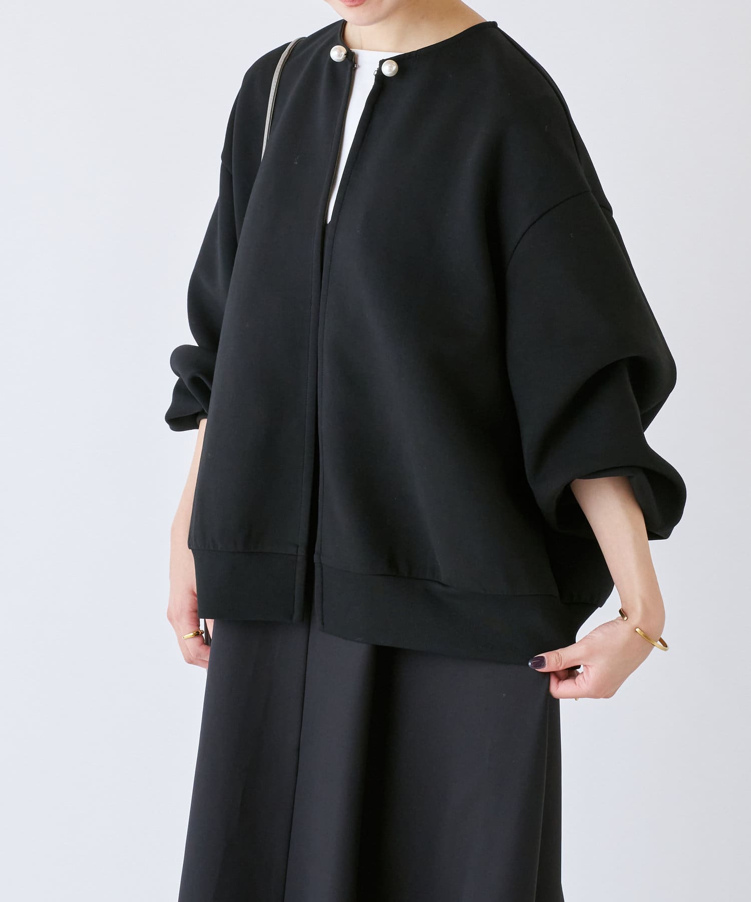 パール付袖パフノーカラーハオリ | BEARDSLEY(ビアズリー)レディース  