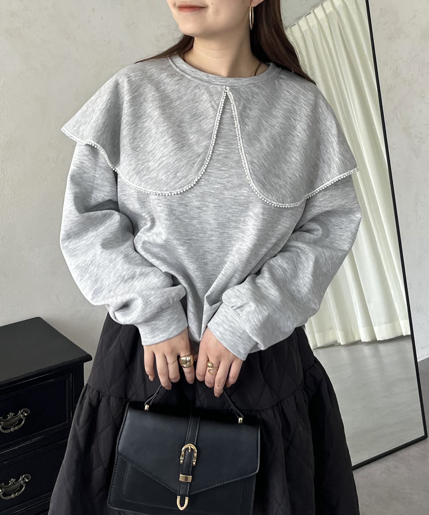 パールトリミングビッグえりスウェット | prose verse(プロズヴェール