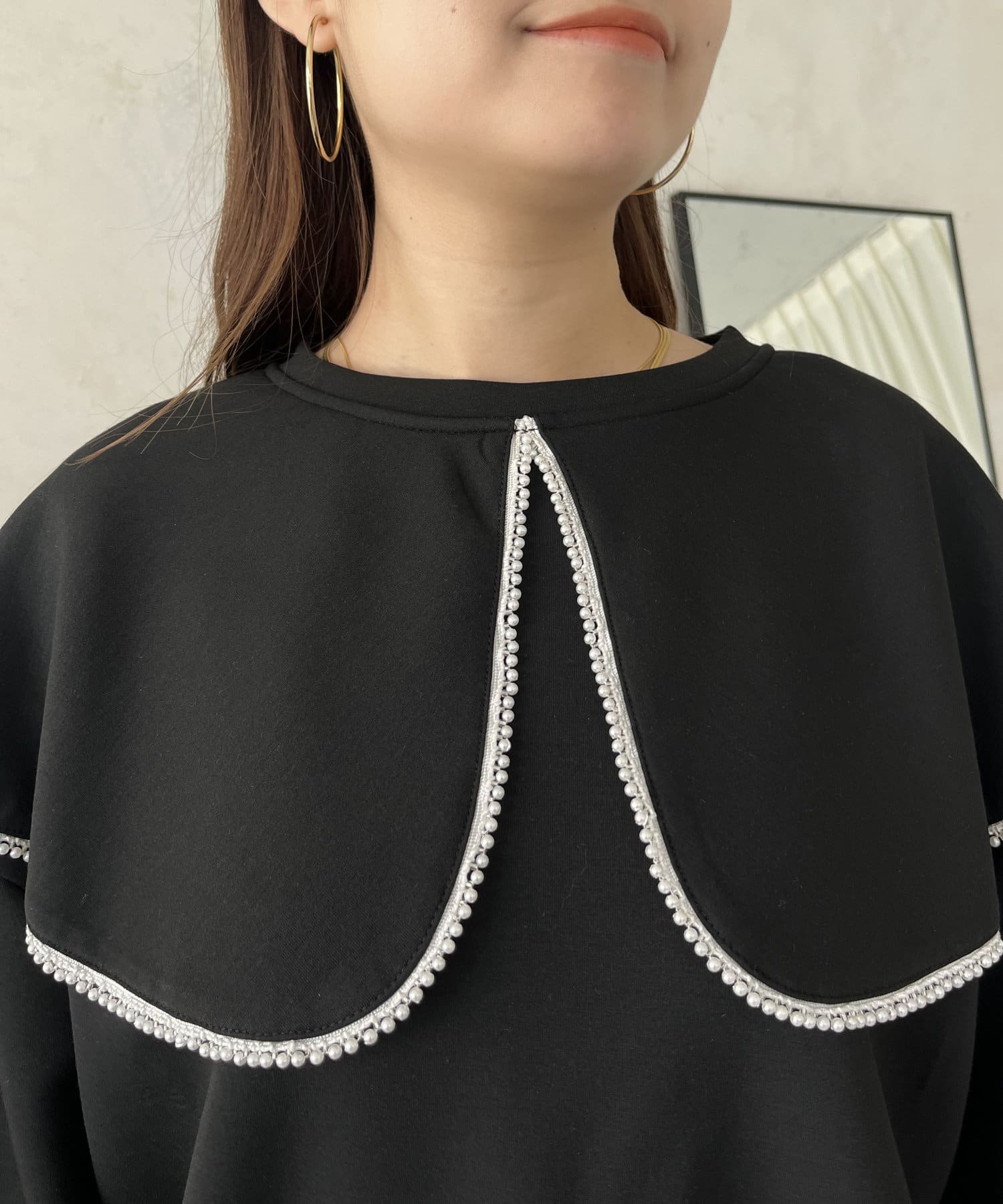 prose verse(プロズヴェール) パールトリミングビッグえりスウェット