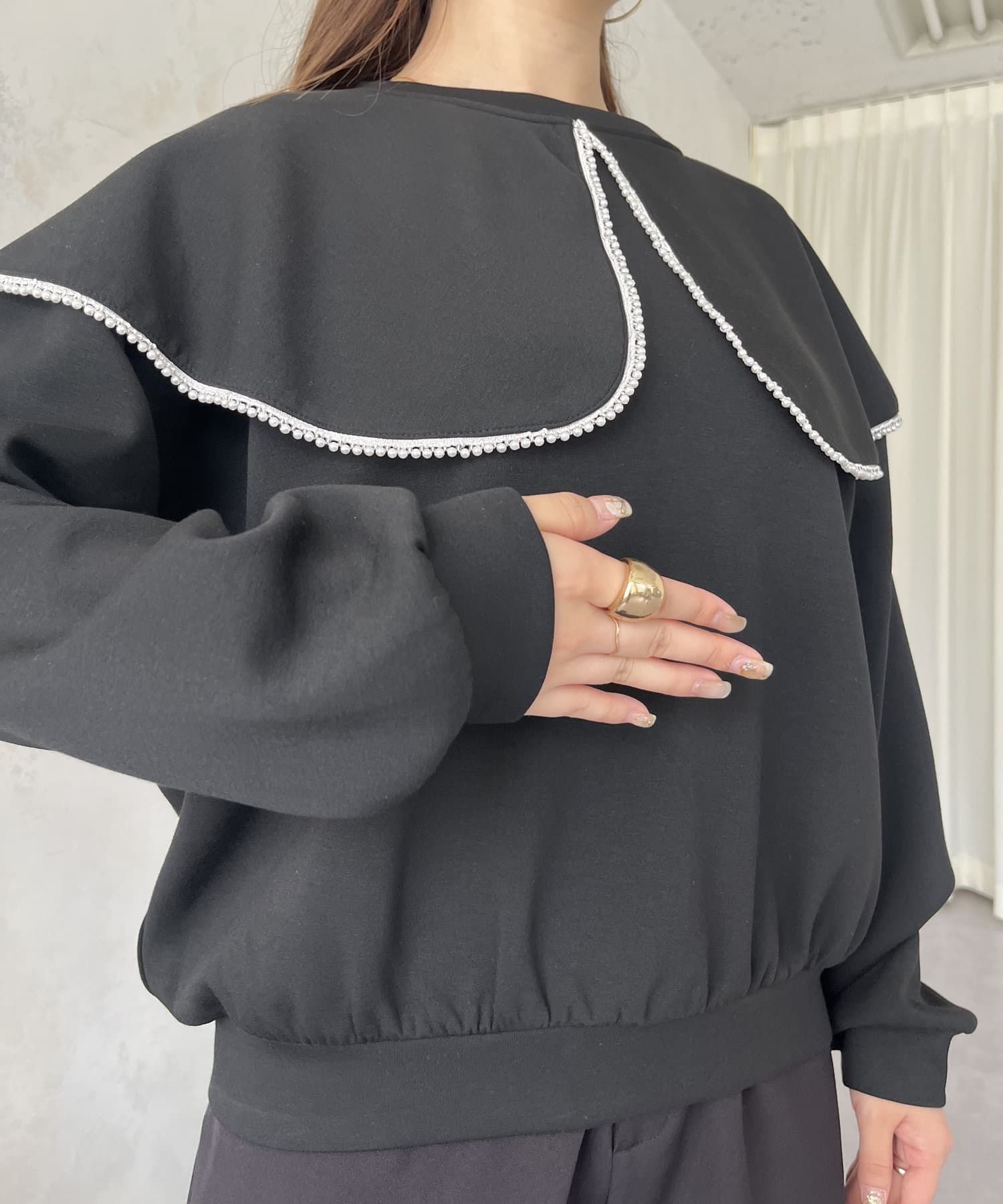 prose verse(プロズヴェール) パールトリミングビッグえりスウェット