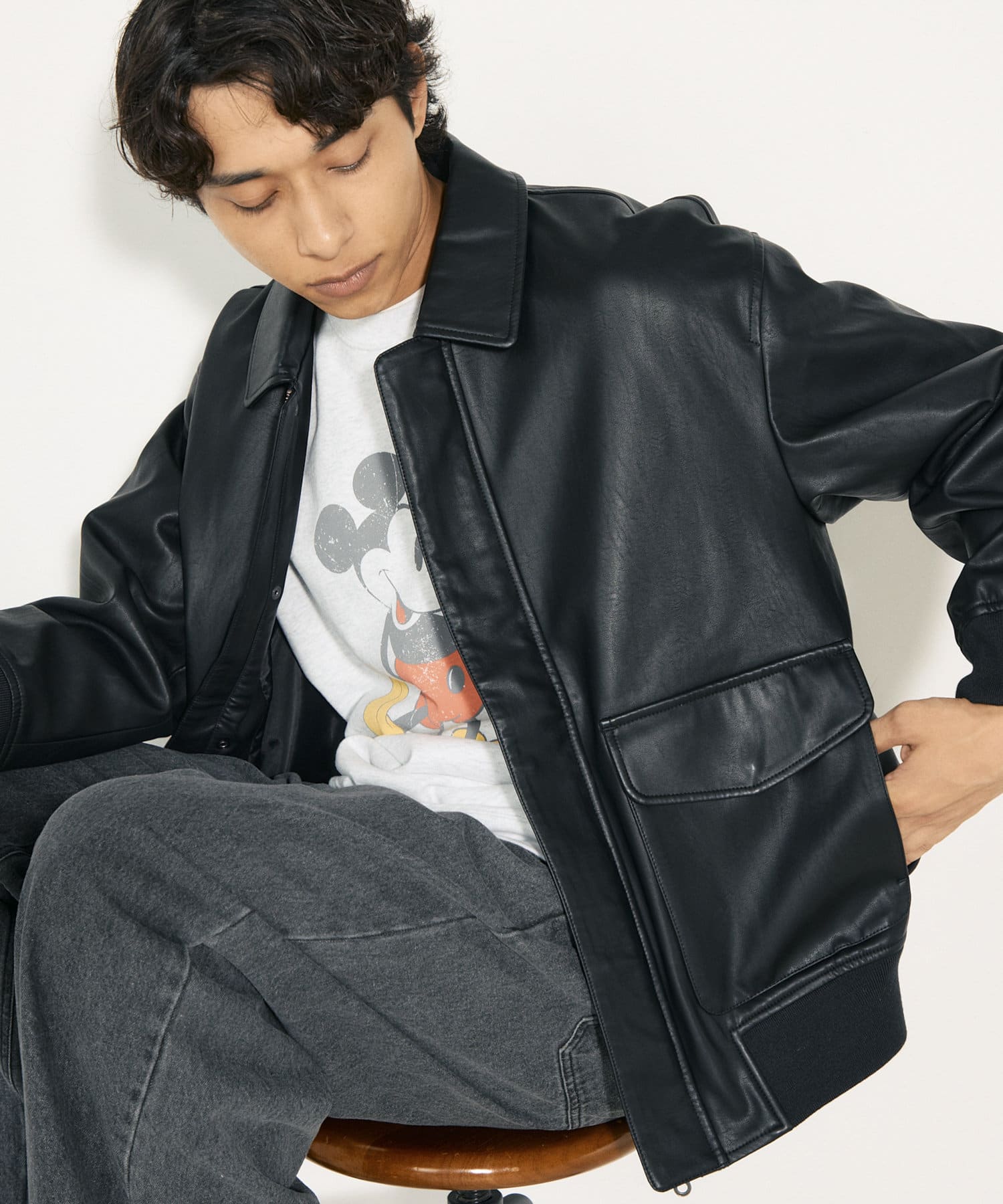 FREDY & GLOSTER(フレディ アンド グロスター) 【GLOSTER】フェイクレザーブルゾン A-2 UNISEX