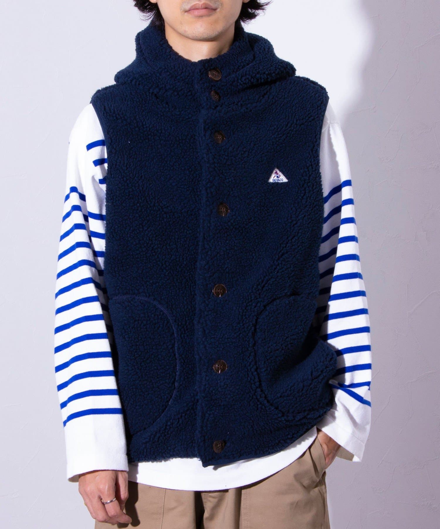 GEVACO】ボア フードベスト ワンポイントロゴ UNISEX | FREDY