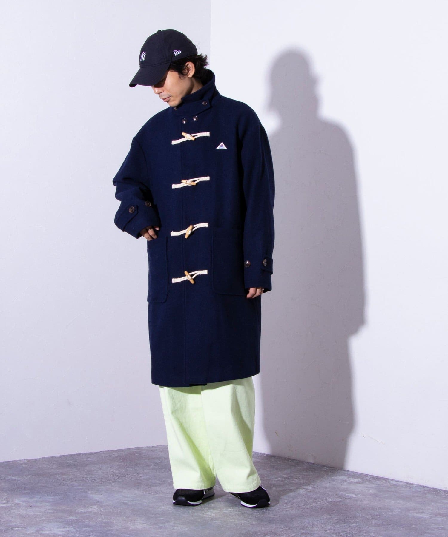 GEVACO】メルトン ダッフルコート ワンポイントロゴ スタンドネック