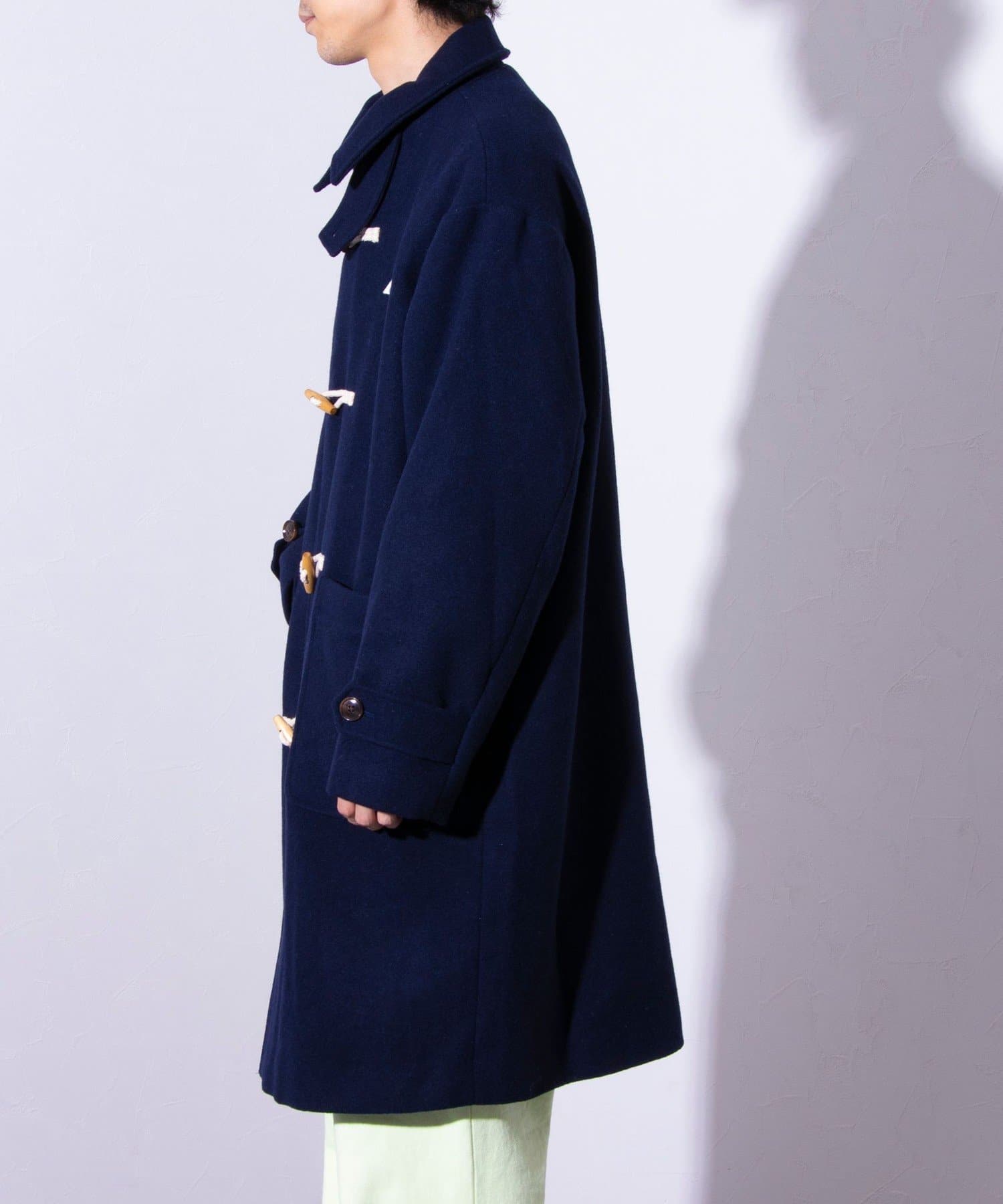 GEVACO】メルトン ダッフルコート ワンポイントロゴ スタンドネック