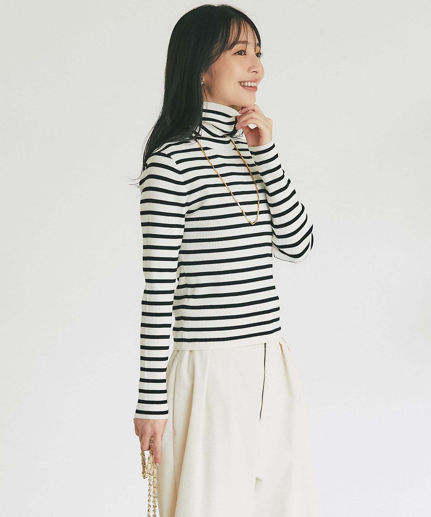 La boutique BonBon】クロップドリブタートルニット | OUTLET
