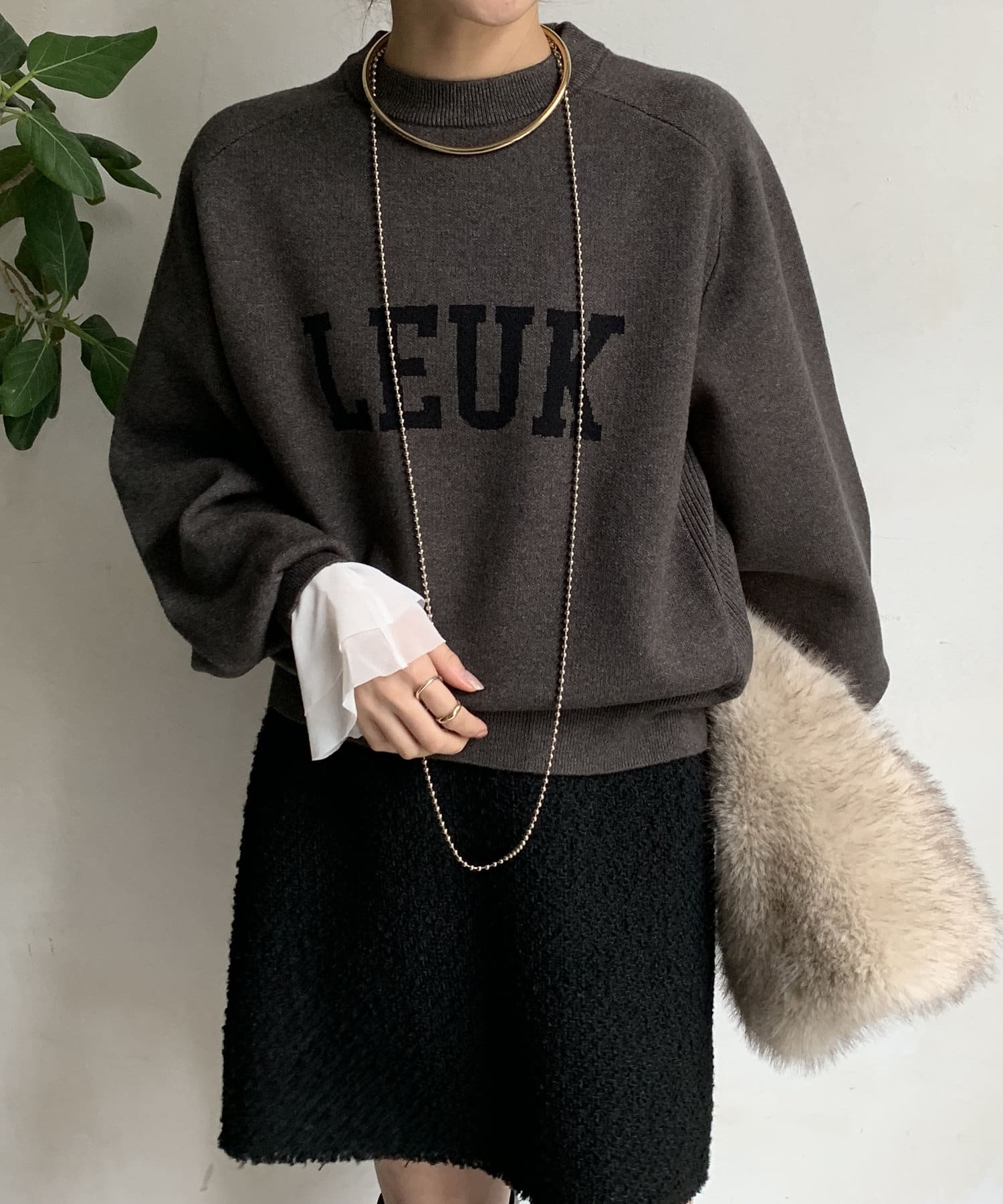 DOUDOU(ドゥドゥ) 【WEB限定】LEUKジャガードロゴニット