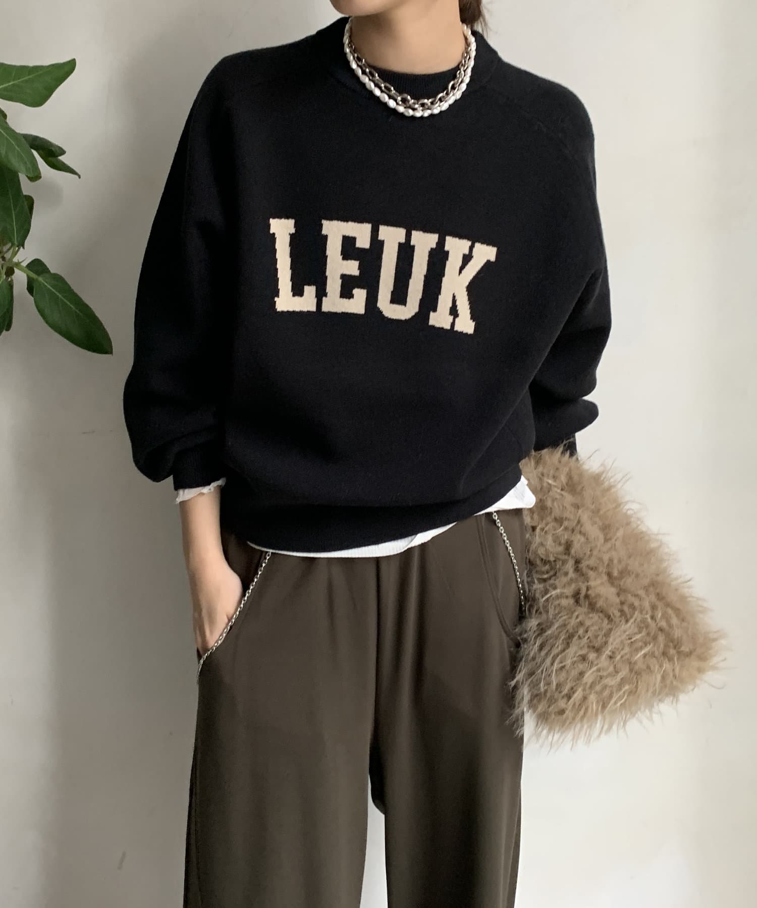 DOUDOU(ドゥドゥ) 【WEB限定】LEUKジャガードロゴニット