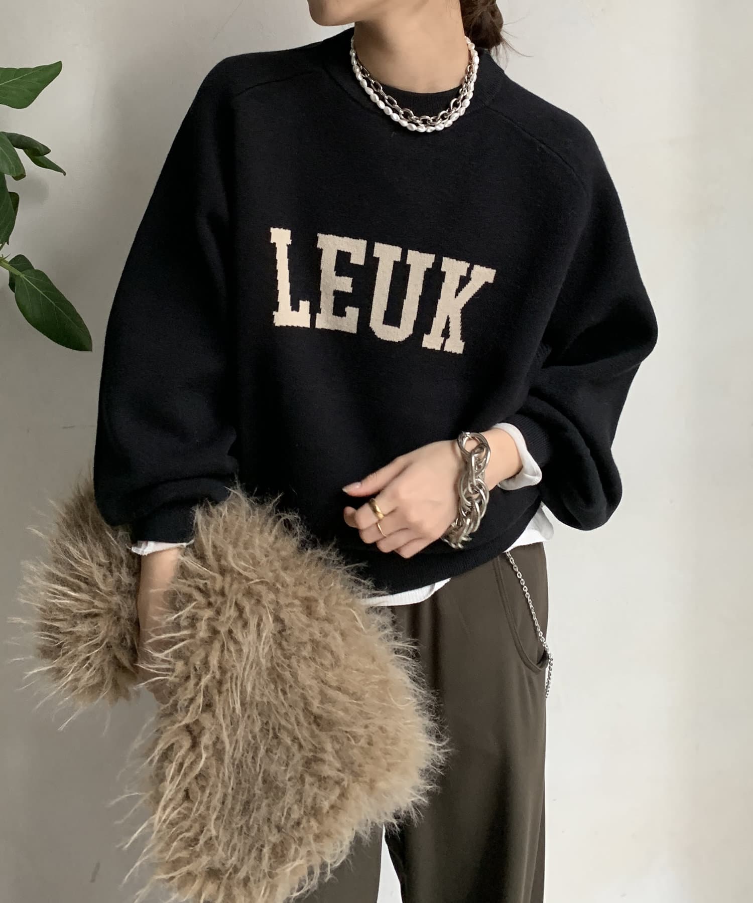 DOUDOU(ドゥドゥ) 【WEB限定】LEUKジャガードロゴニット