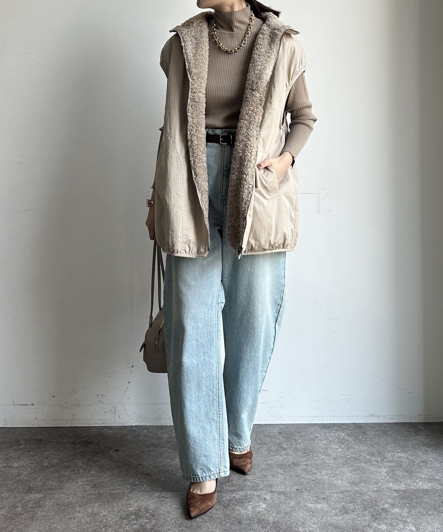 WEB限定】ツイル×ボアリバーシブルベスト | DOUDOU(ドゥドゥ