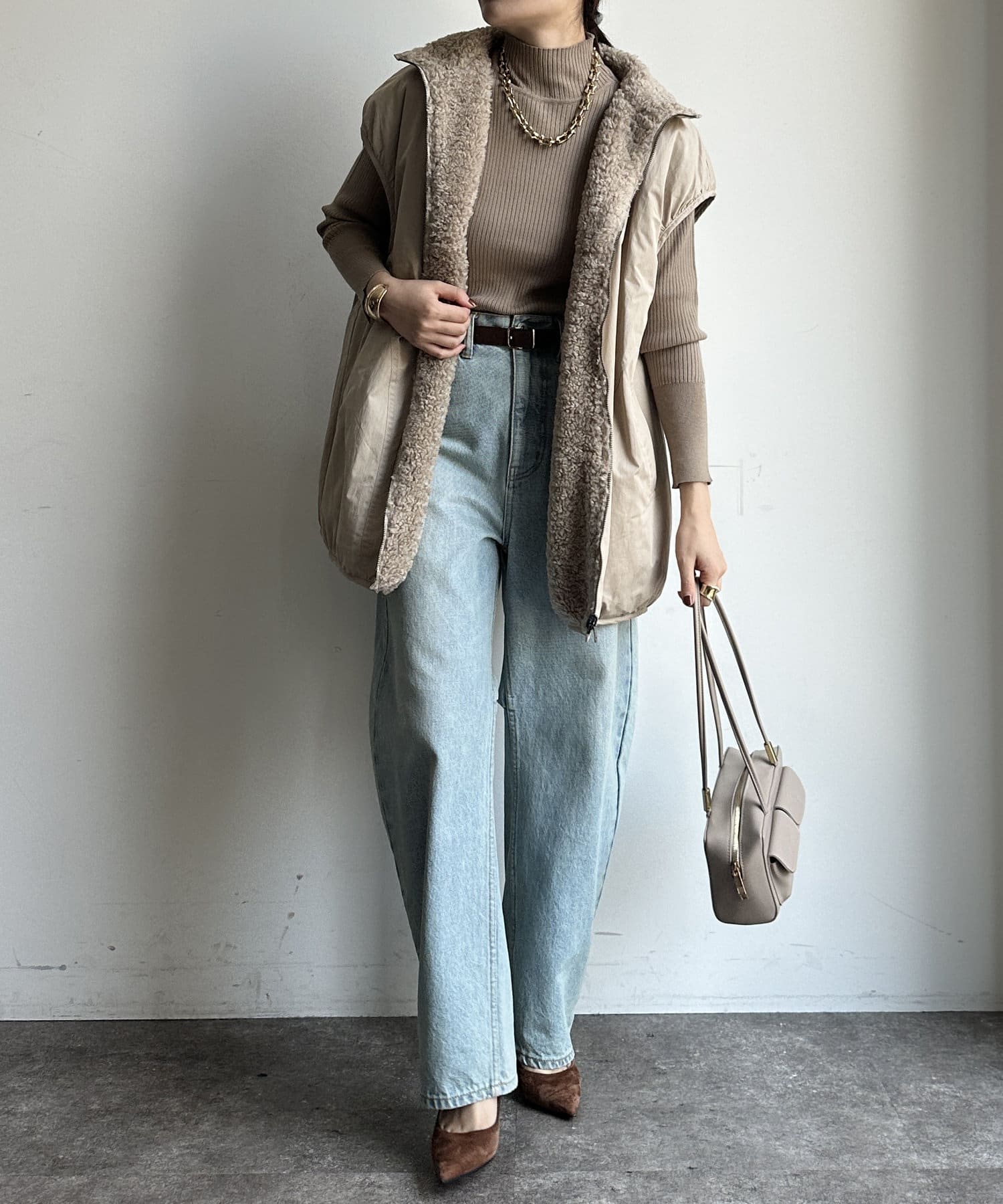 WEB限定】ツイル×ボアリバーシブルベスト | DOUDOU(ドゥドゥ