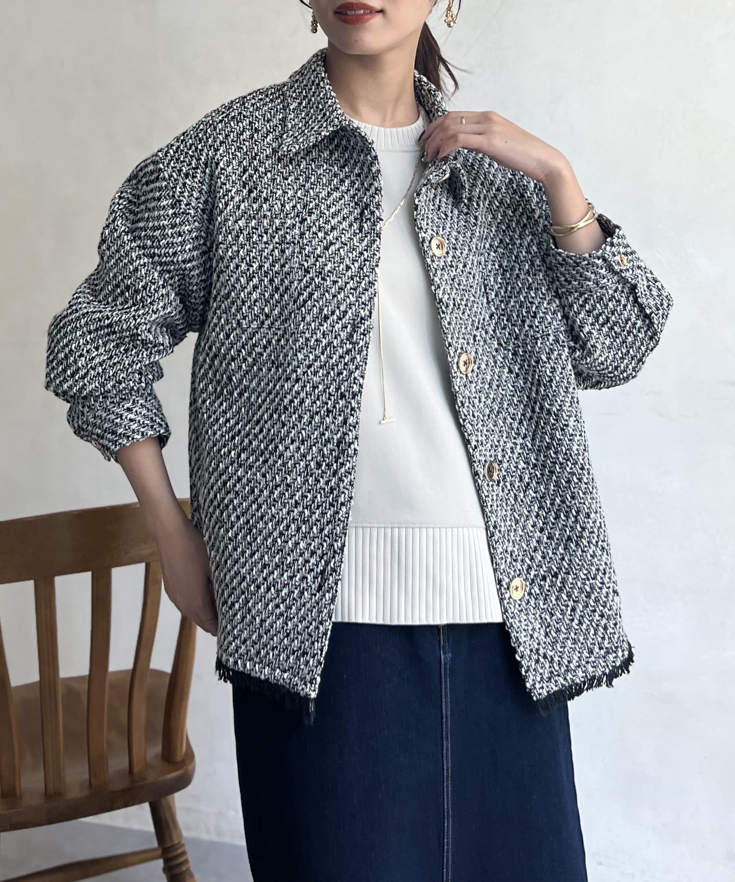 大人気完売品!! Chez toi 未使用 ツイードジャケット セレモニー対応可】ツイードジャケット | Chez toi(シェトワ