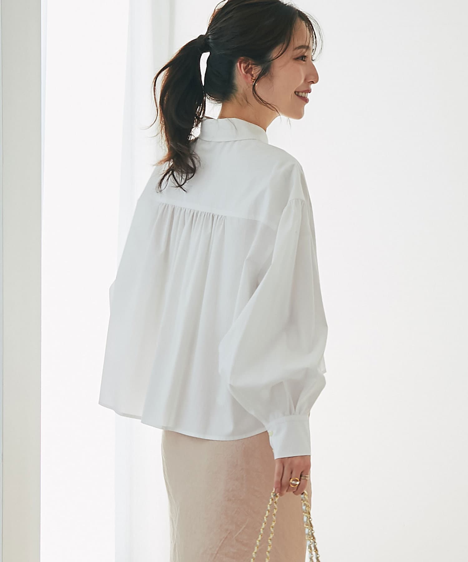 ブラウス シャツ 「miki監修サイズあり・セットアップ可」ボリュームスリーブジャガードブラウス レディース La boutique BonBon｜【miki監修サイズあり・セットアップ可