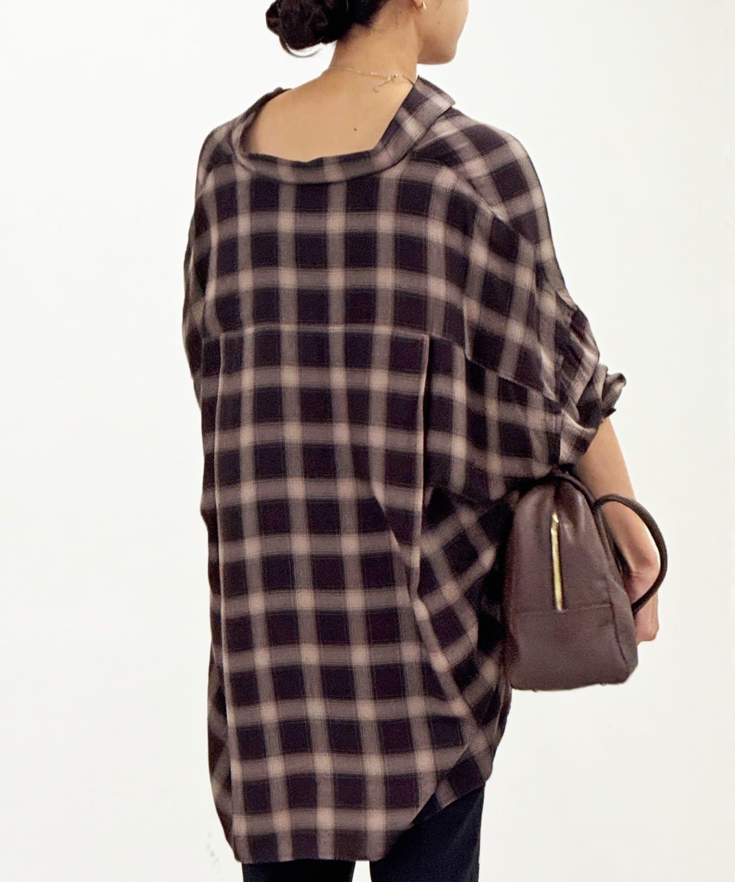 RIVE DROITE(リヴドロワ) 【新色追加/トレンド/着痩せ】ウォッシュドチェックワイドシャツ