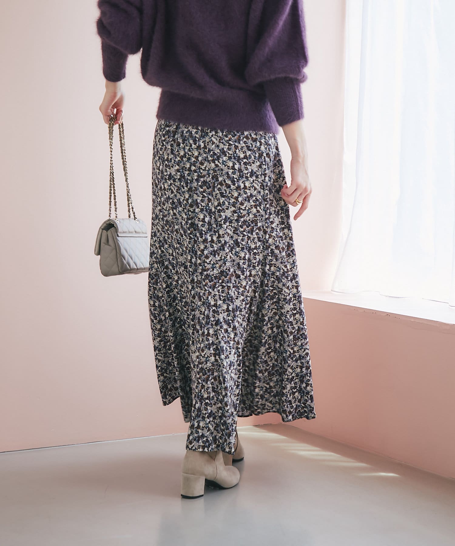 Mino mama La Boutique Bonbon スカート シルエットを楽しめる】タフタコクーンマキシスカート | La