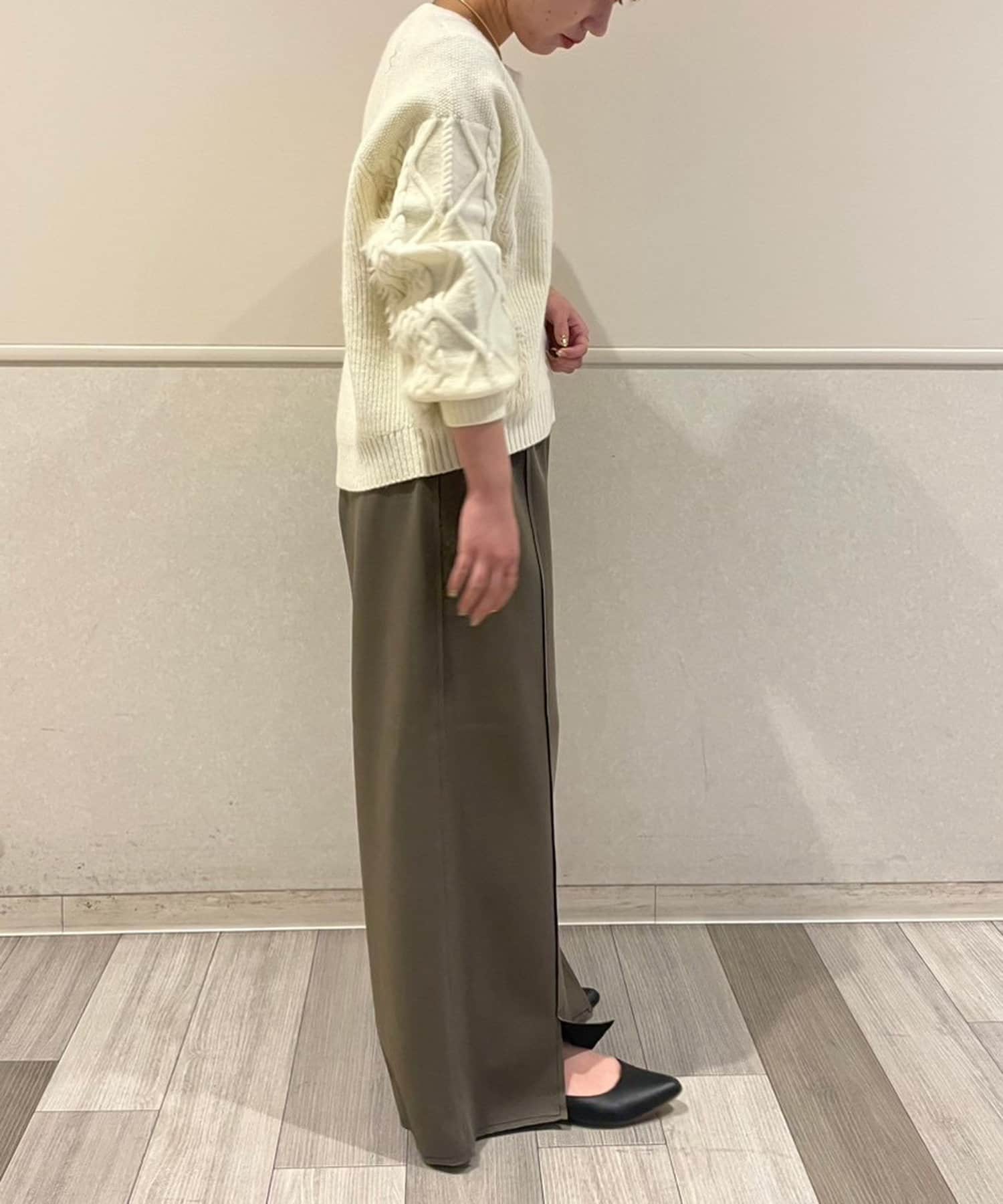 新品　今季　ジェナ　リバーシブルボンディングワイドパンツ　アイボリー　カーキ 新品 今季 ジェナ リバーシブルボンディングワイドパンツ