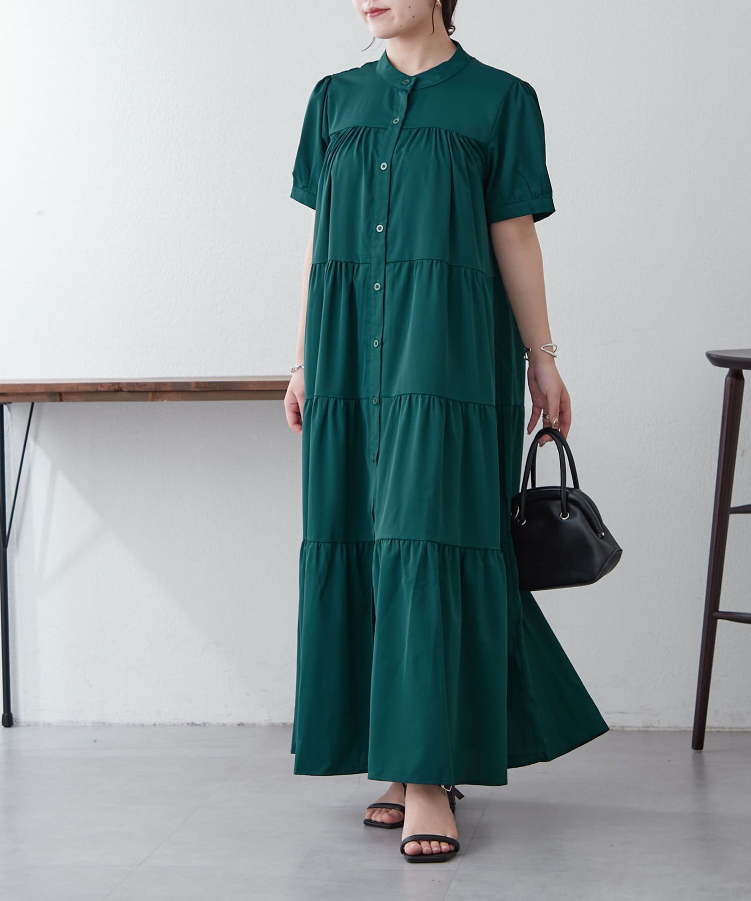 NAO】5分袖ティアードギャザーワンピース | Remind me and