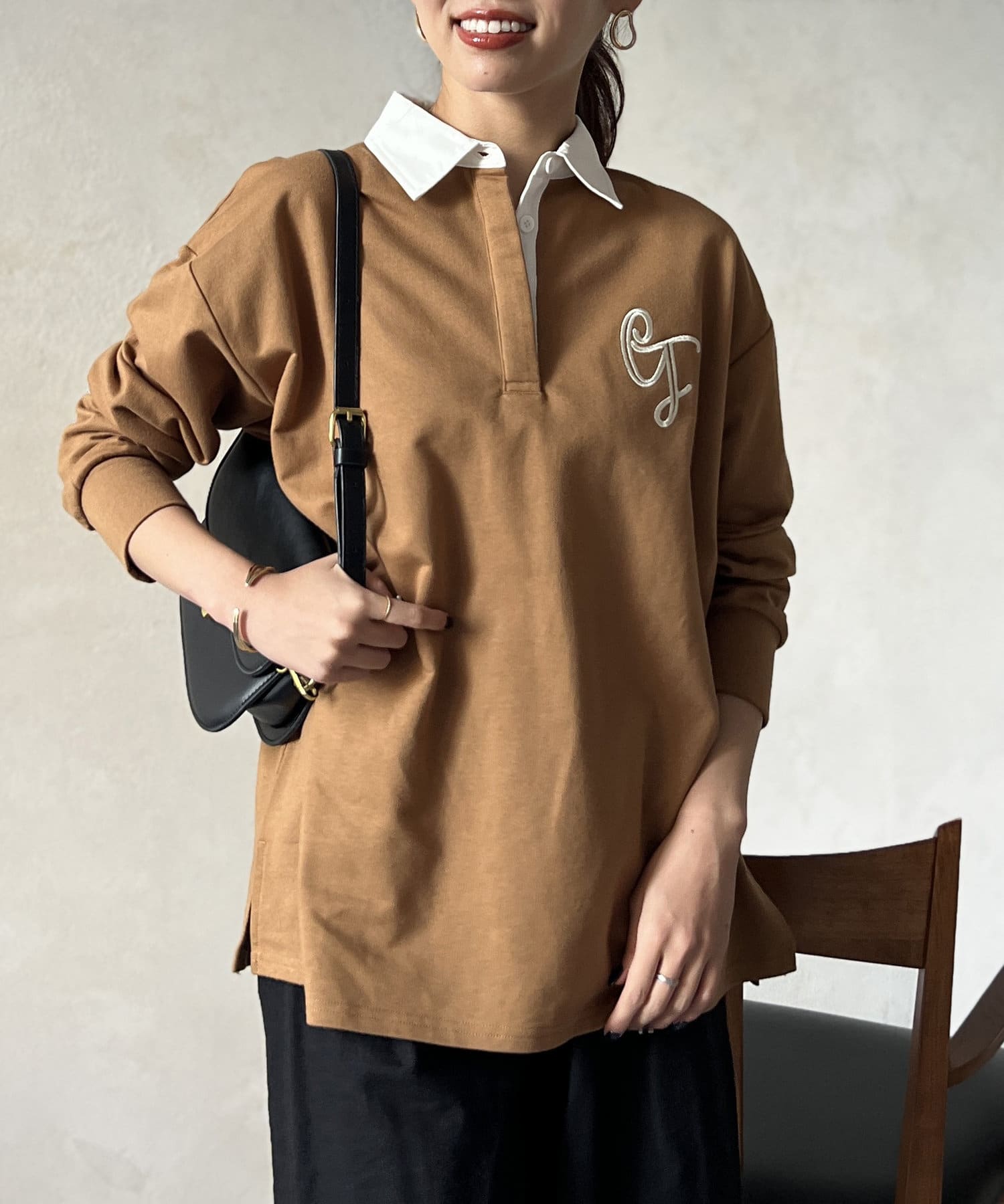 襟配色ラガーシャツ | Chez toi(シェトワ)レディース | PAL CLOSET