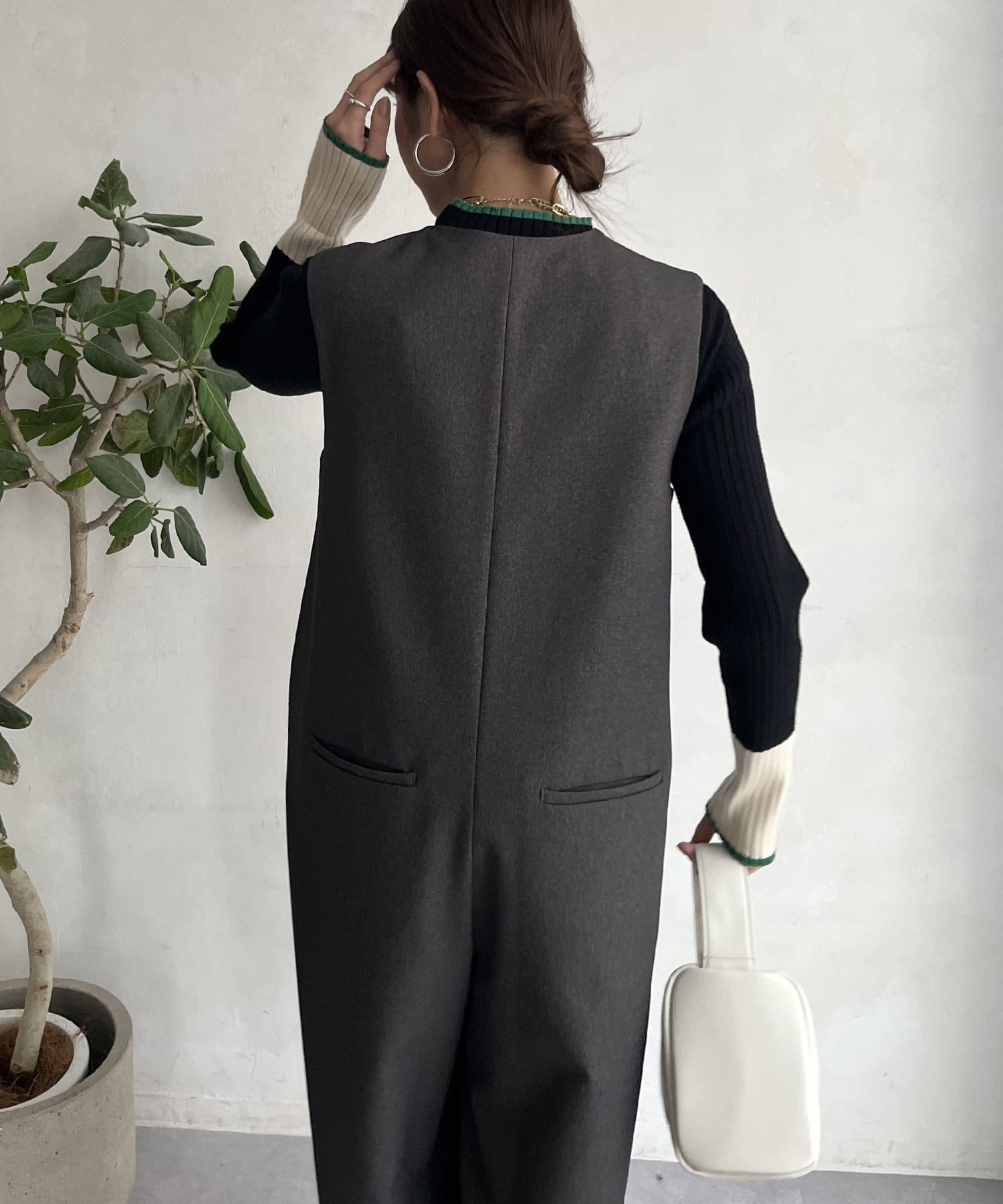 DOUDOU(ドゥドゥ) 【WEB限定】トリミングバイカラーニットトップス