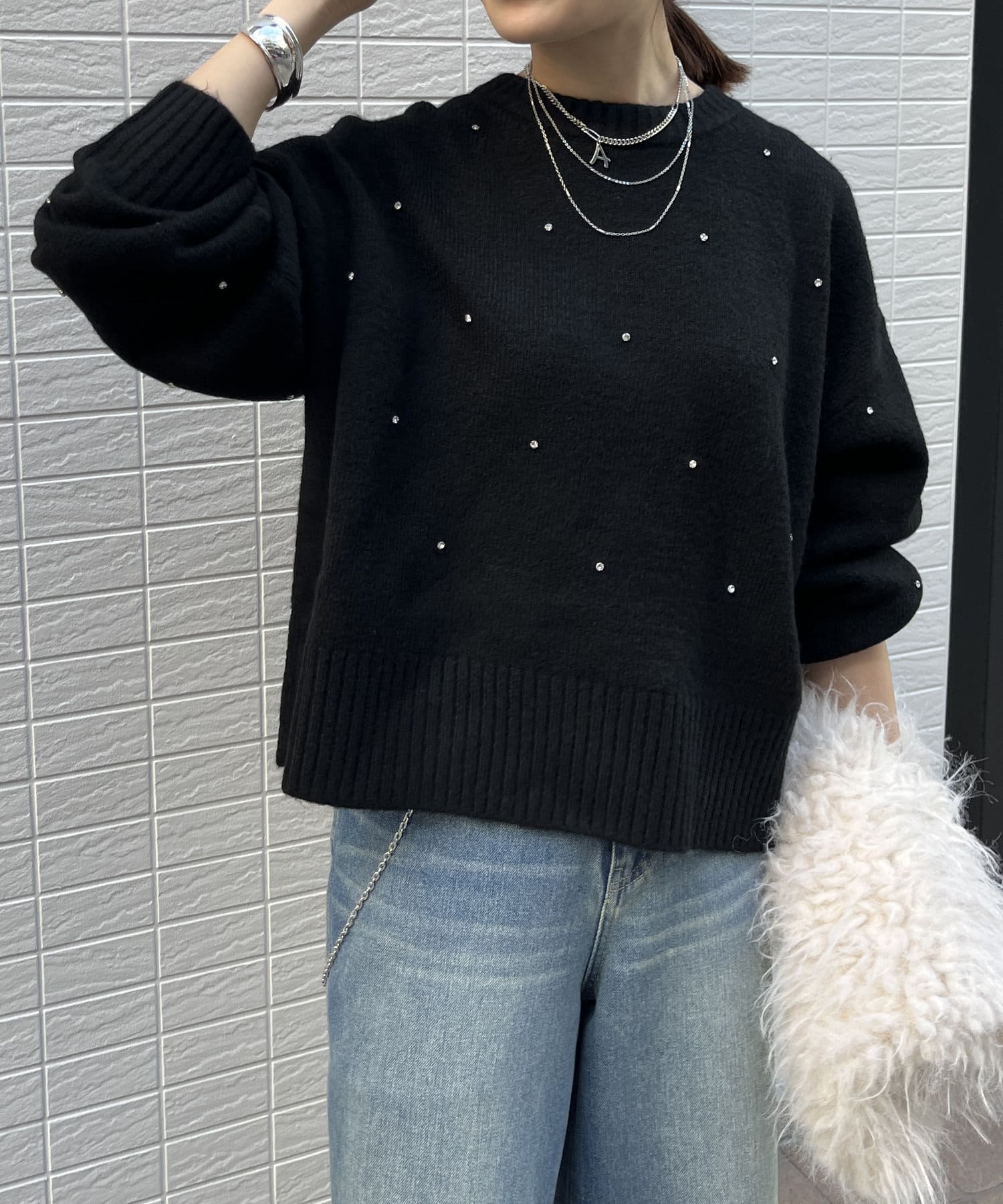DOUDOU(ドゥドゥ) 【WEB限定】ビジューニット