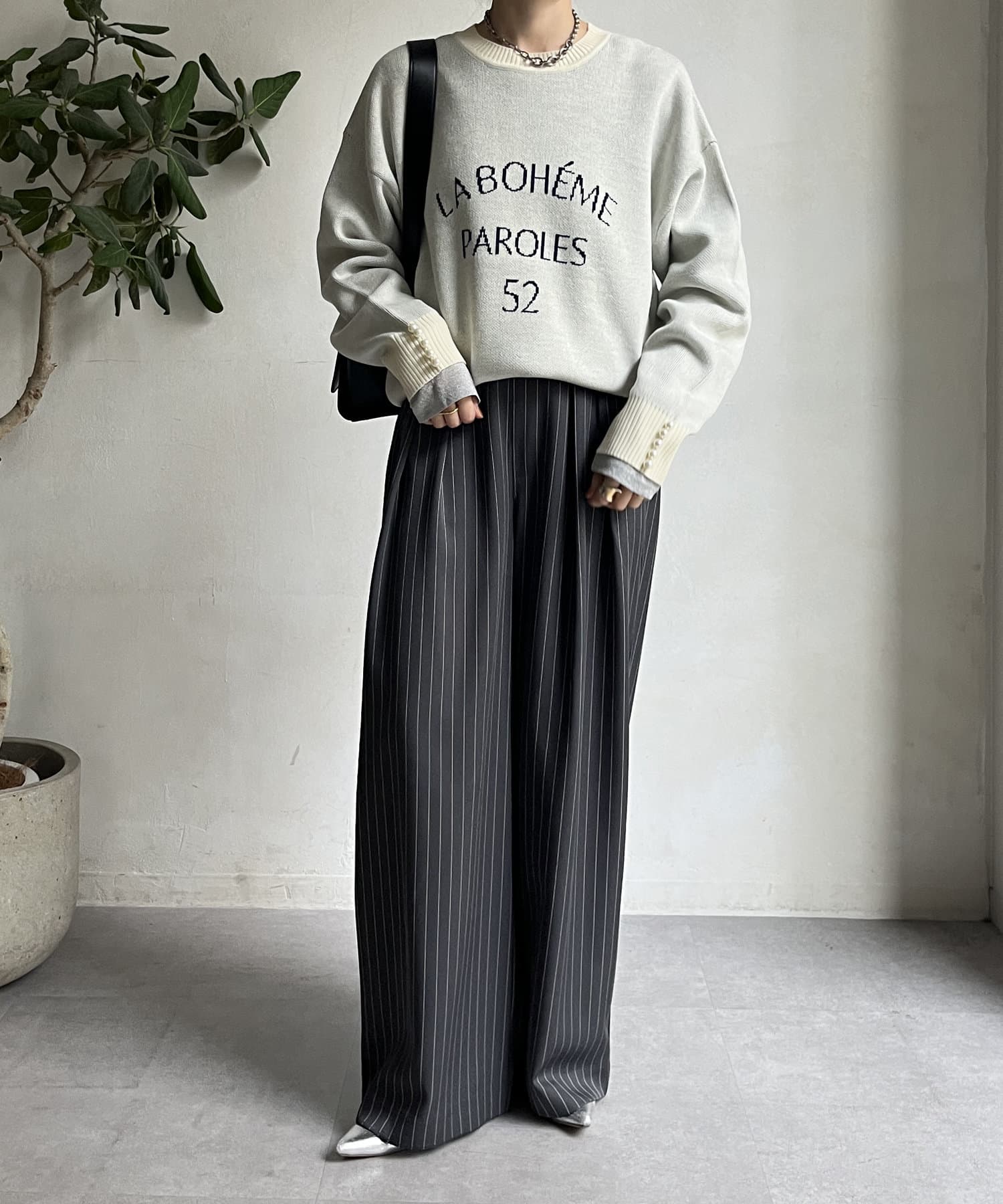 WEB限定】 2WAY袖パールロゴニットトップス | DOUDOU(ドゥドゥ