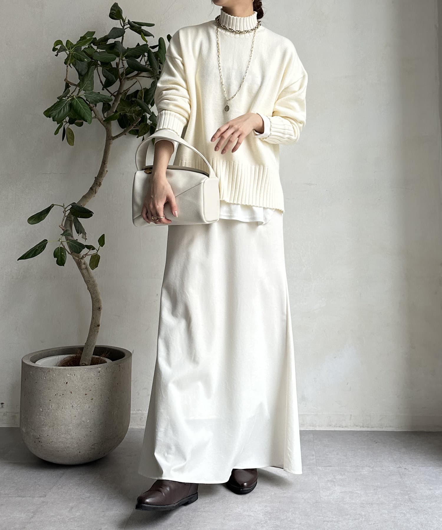 WEB限定】モッチリミドルゲージハイネックニット | DOUDOU(ドゥドゥ