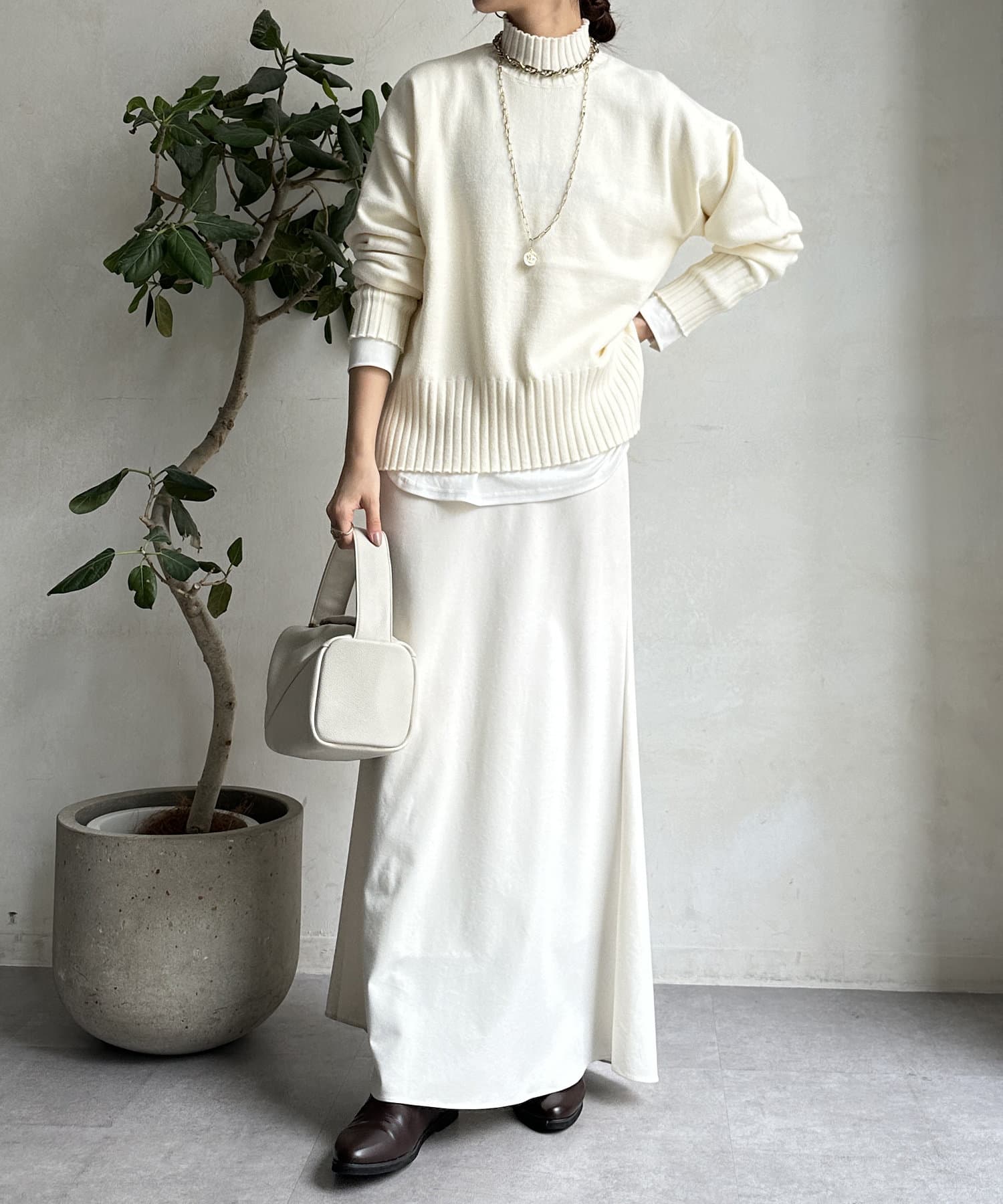 WEB限定】モッチリミドルゲージハイネックニット | DOUDOU(ドゥドゥ