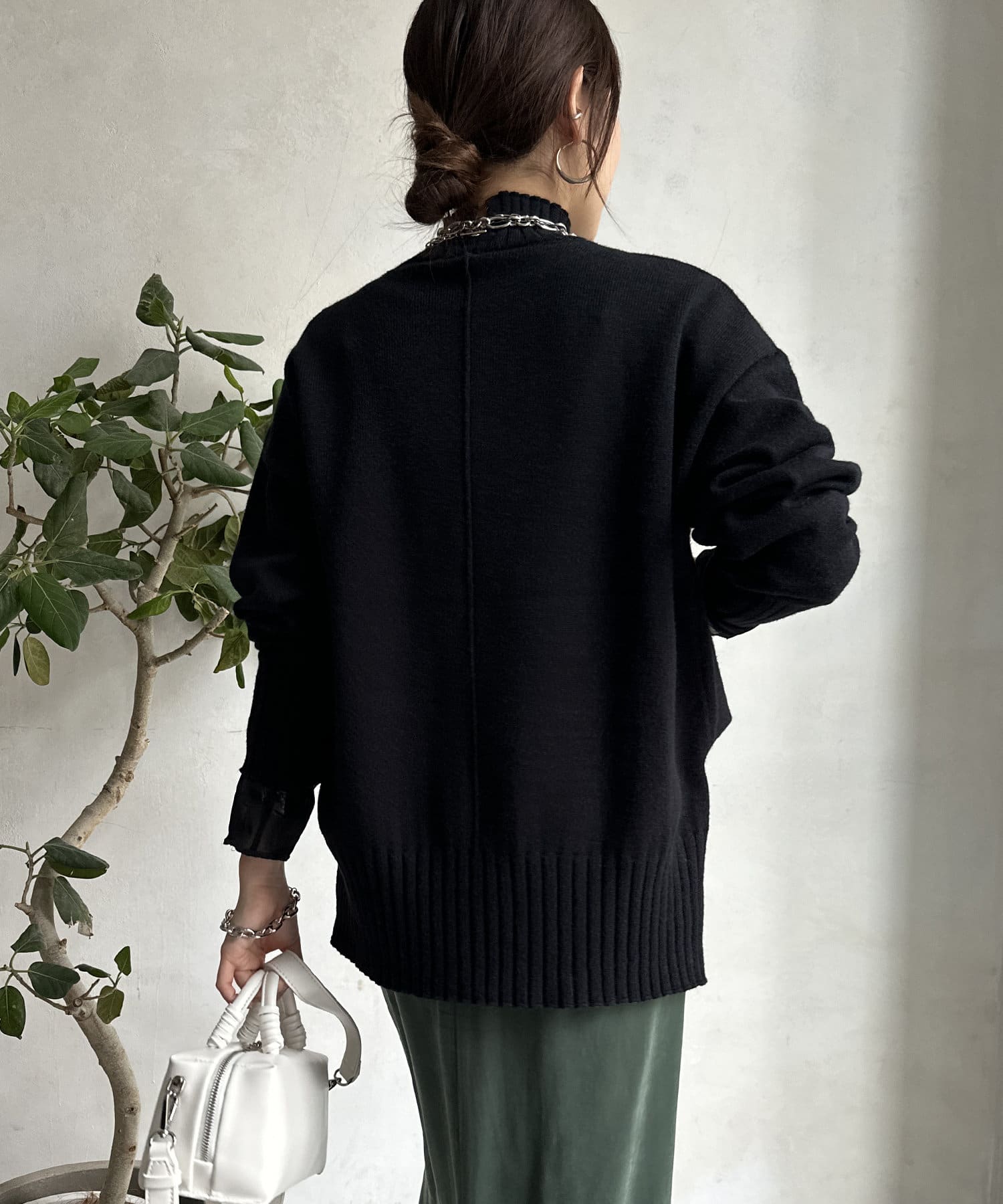 DOUDOU(ドゥドゥ) 【WEB限定】モッチリミドルゲージハイネックニット