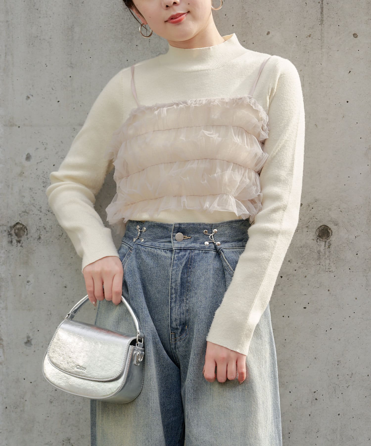 おすすめ Chico】チュールビスチェ付ハイネックニット | OUTLET トップス